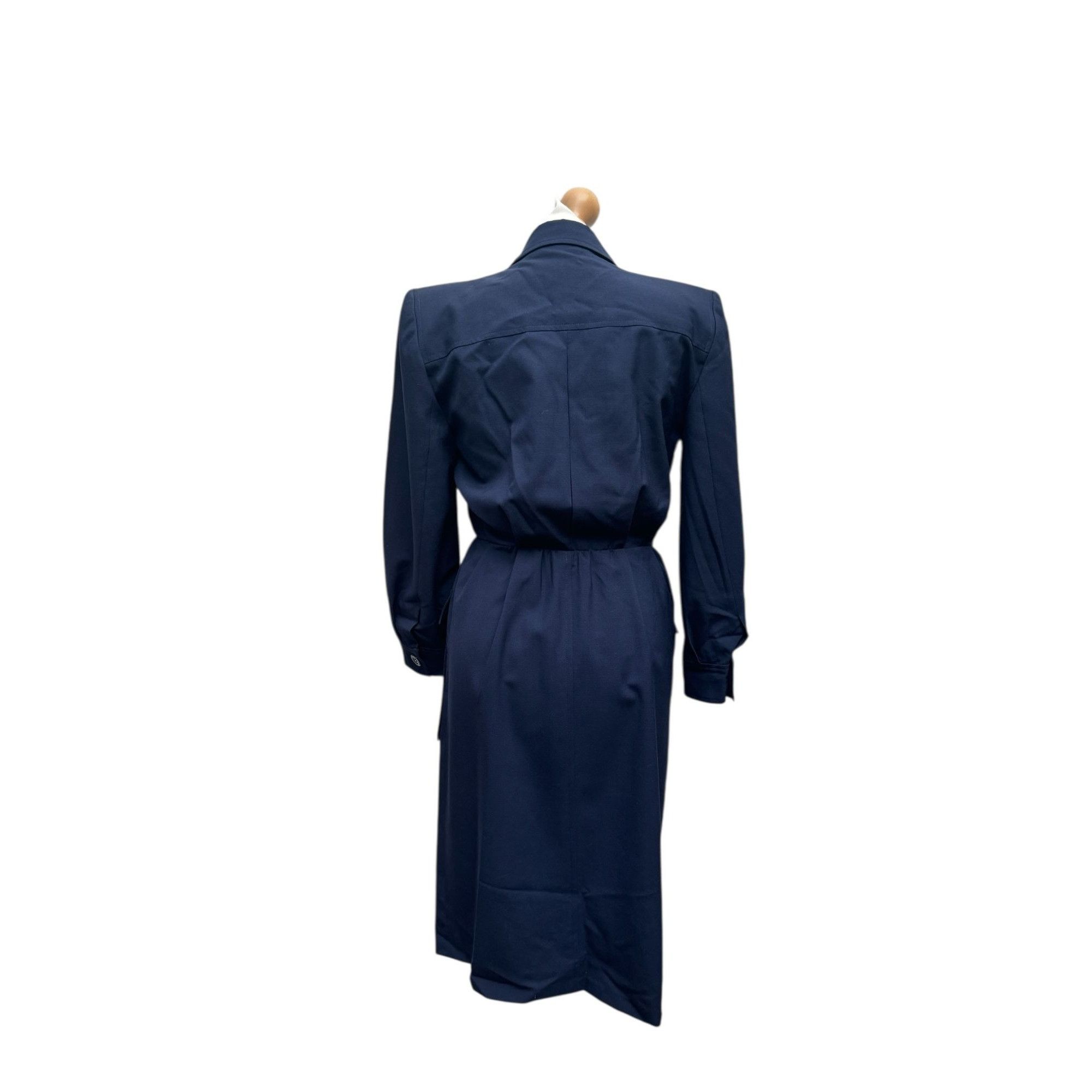 Yves Saint Laurent Navy Wool Safari-Inspired Dress Size M / US 6-8 / IT 42-44 - 4 Thumbnail