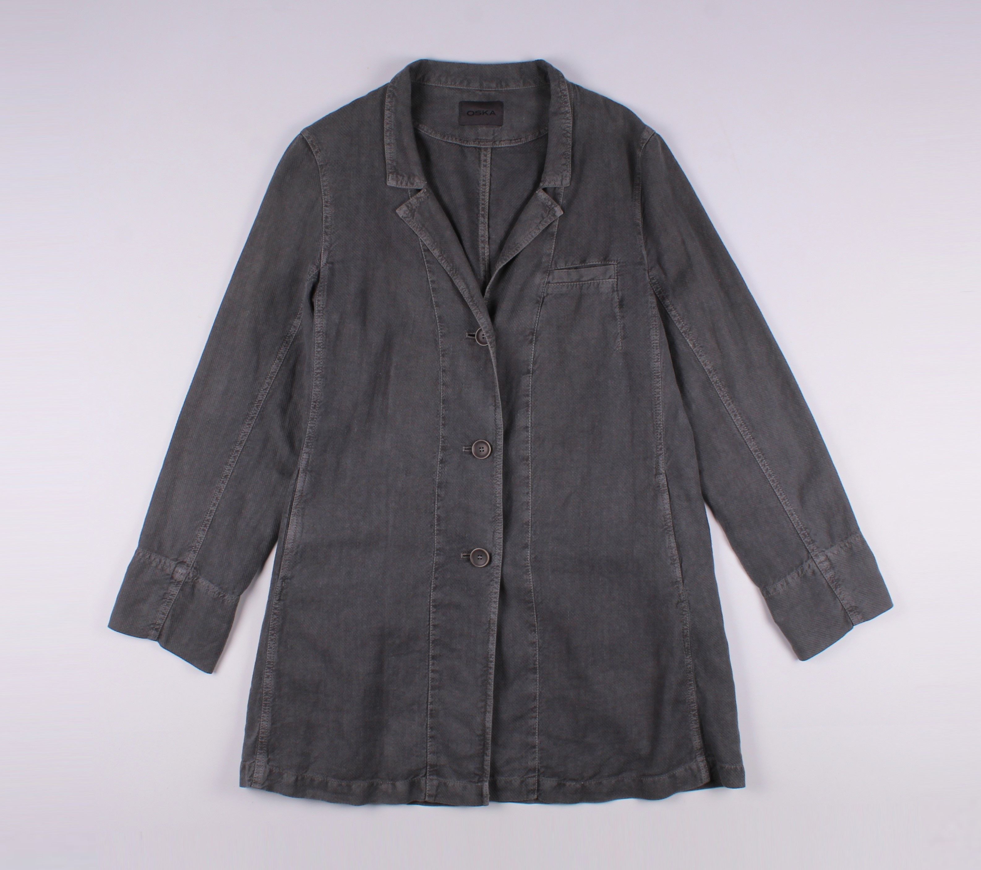 image of Oska Avant Garde Charcoal Linen Blend Blazer Jacket in Charcoal Grey, Women's (Size Medium)