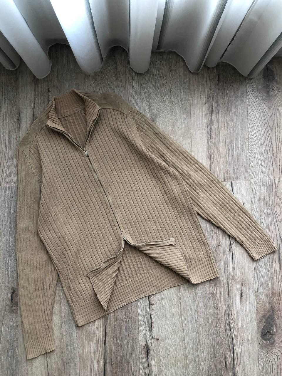Vintage Diesel Style Ribbed Knit Beige Sweater