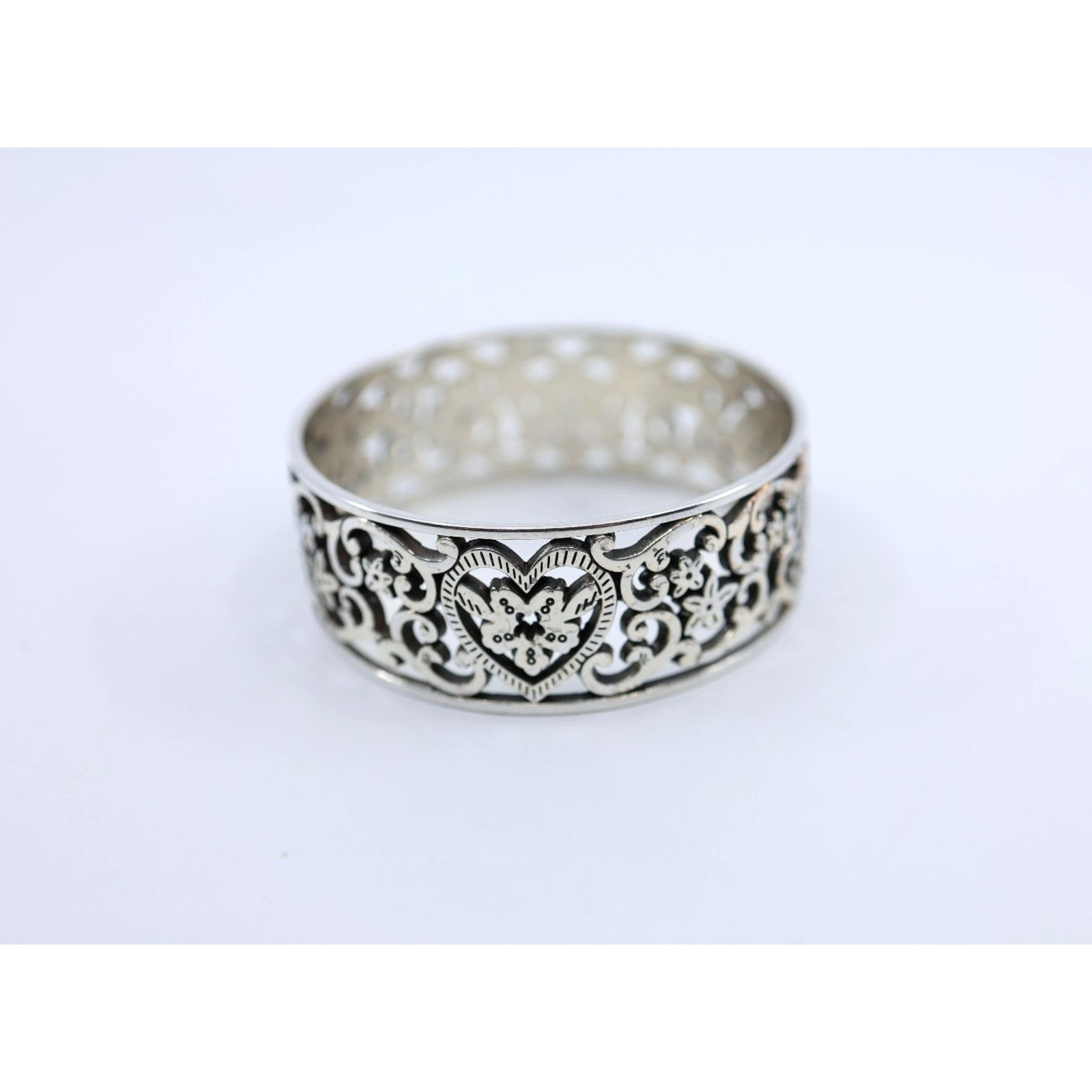 Brighton BRIGHTON Silver-Plated Filigree Heart & Floral Cuff Bracelet Size ONE SIZE - 1 Thumbnail