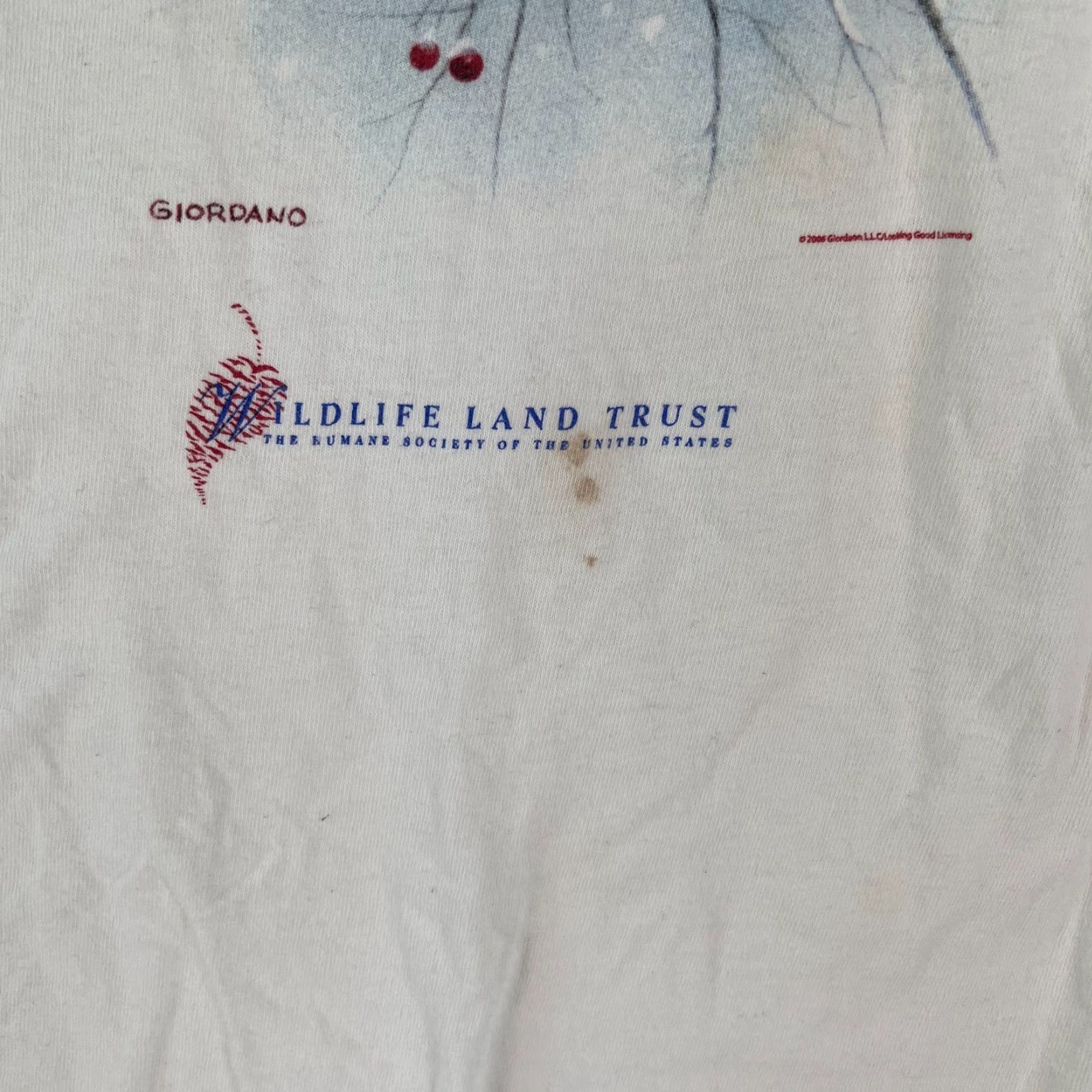 Gildan VINTAGE Wildlife Land Trust Giordano Birds T-Shirt Men Adult Large White Cotton Bird Theme Short Sleeve Crew Neck Easy Care Size US L / EU 52-54 / 3 - 3 Thumbnail