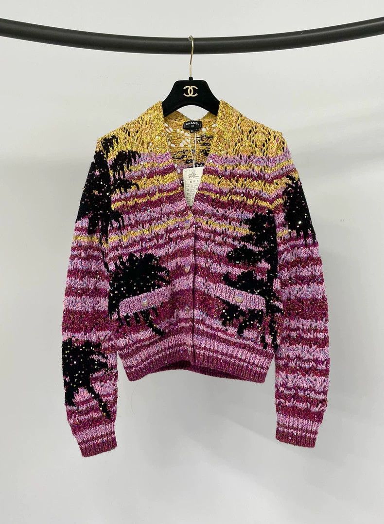 Chanel Chanel 24C Heavy Industry Color Sequin Knitted Cardigan co Size XXS / US 00 / IT 34 - 1 Thumbnail