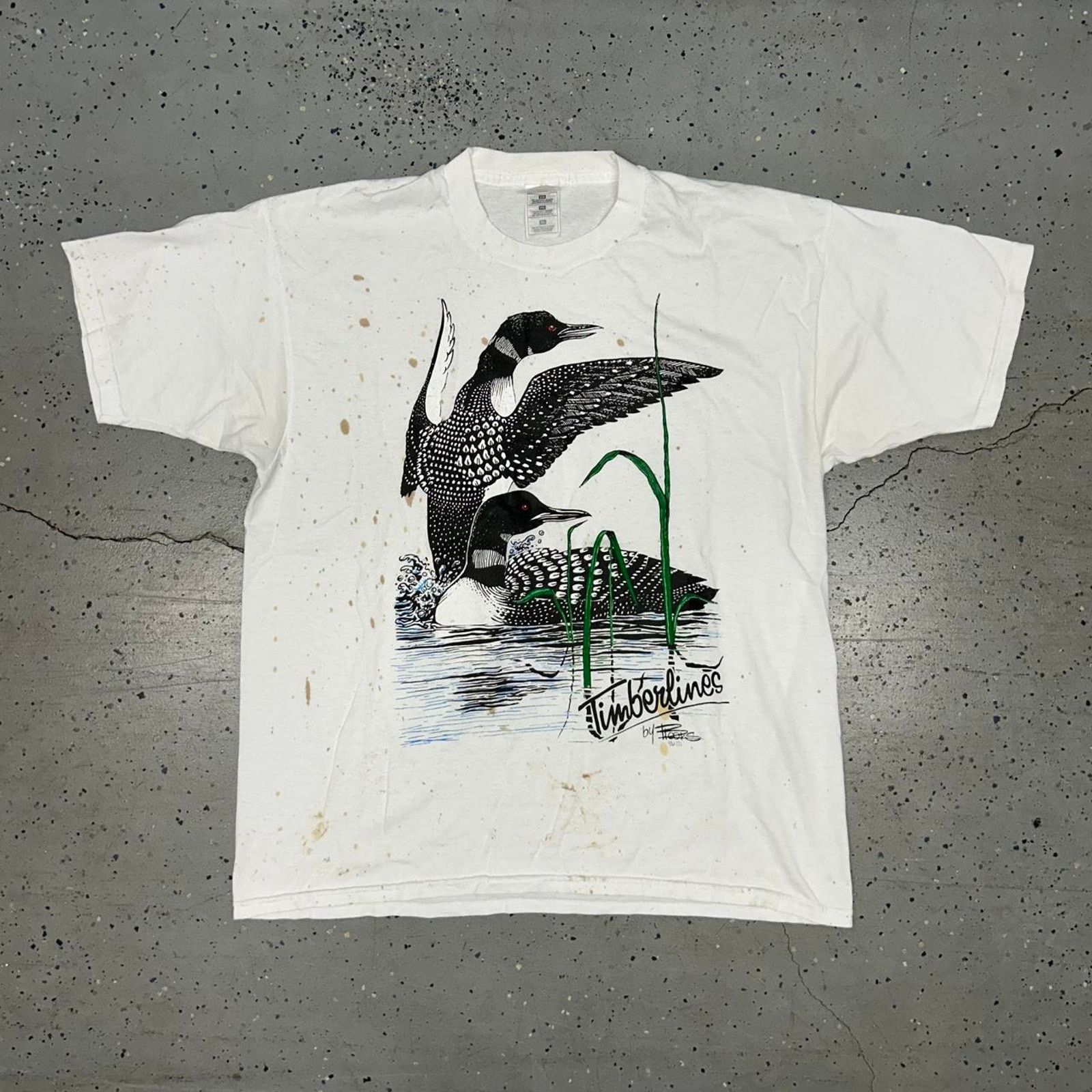 Fruit Of The Loom White vintage 90s Bird graphic tee Size US XL / EU 56 / 4 - 1 Thumbnail