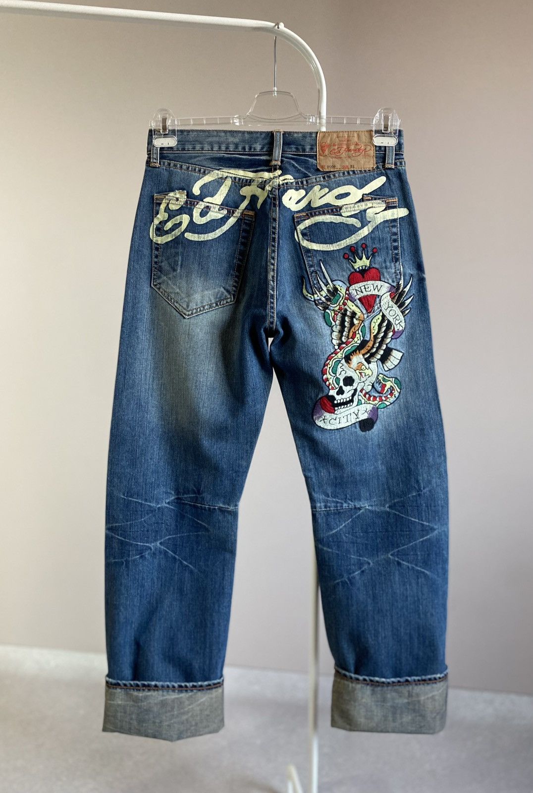 Ed Hardy by Christian Audigier Denim Jeans Big Logo Pants