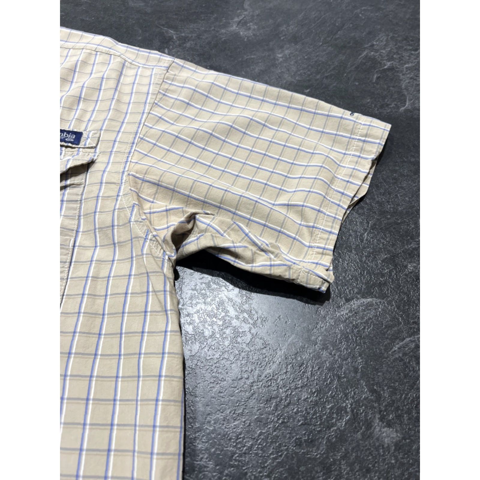 Vintage Columbia PFG Omni-Shade Bonehead Shirt Mens Large Plaid Short Sleeve Beige Cotton Polyester Outdoorsman UV Breathable Fishing Vented Pocketed Size US L / EU 52-54 / 3 - 2 Thumbnail