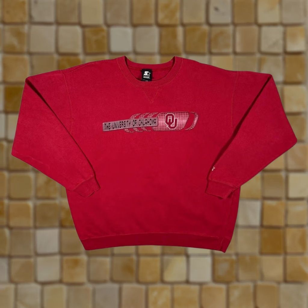 Starter VINTAGE Starter University Of Oklahoma Sooners College Graphic Sweatshirt XXL Men Red Size US XXL / EU 58 / 5 - 1 Thumbnail