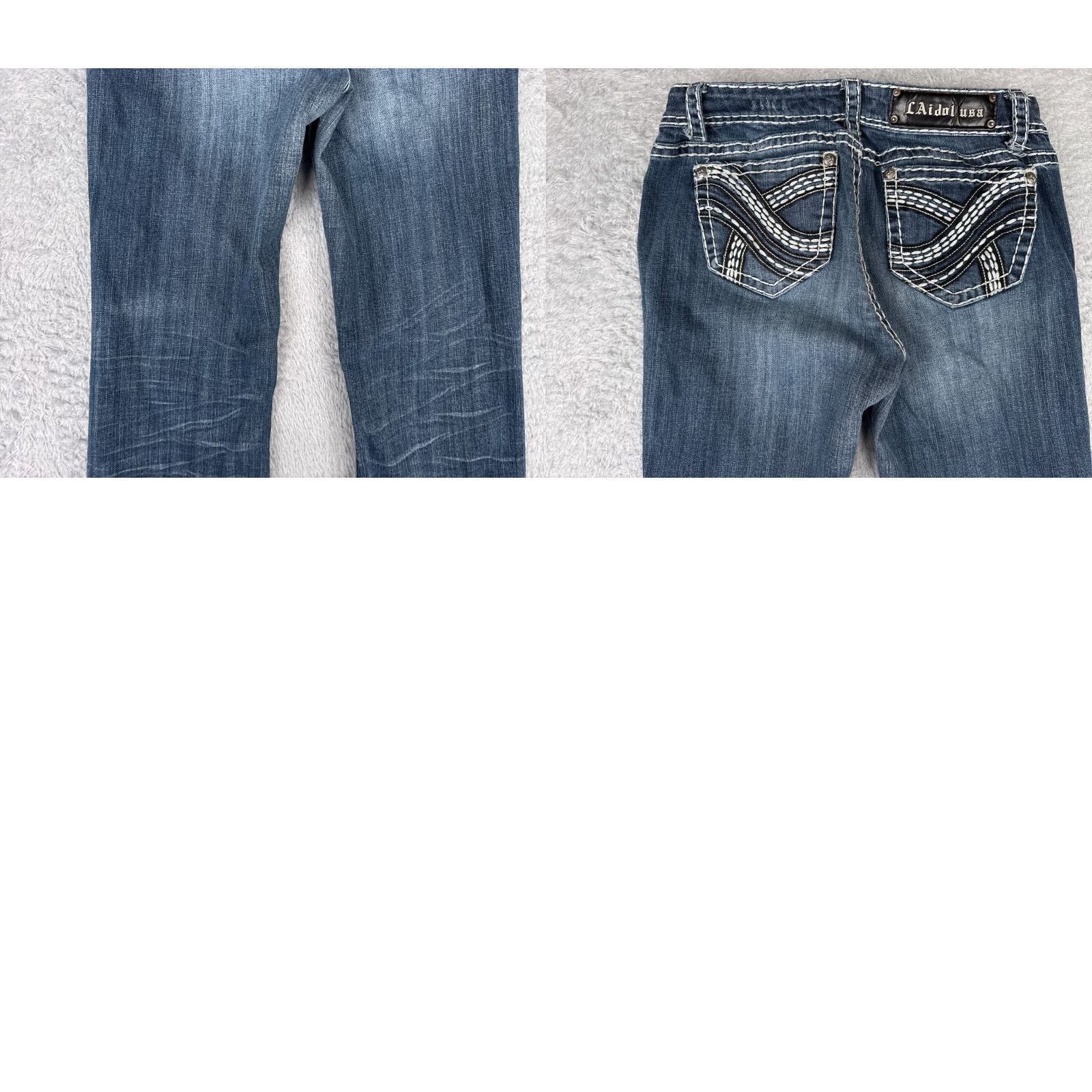Vintage LA Idol Jeans Women Bootcut Denim 29x27 Blue Embroidered Cotton Blend Low Rise 9 Regular 27Inseam 5-Pocket Womens Size 30" / US 8 / IT 44 - 10 Thumbnail