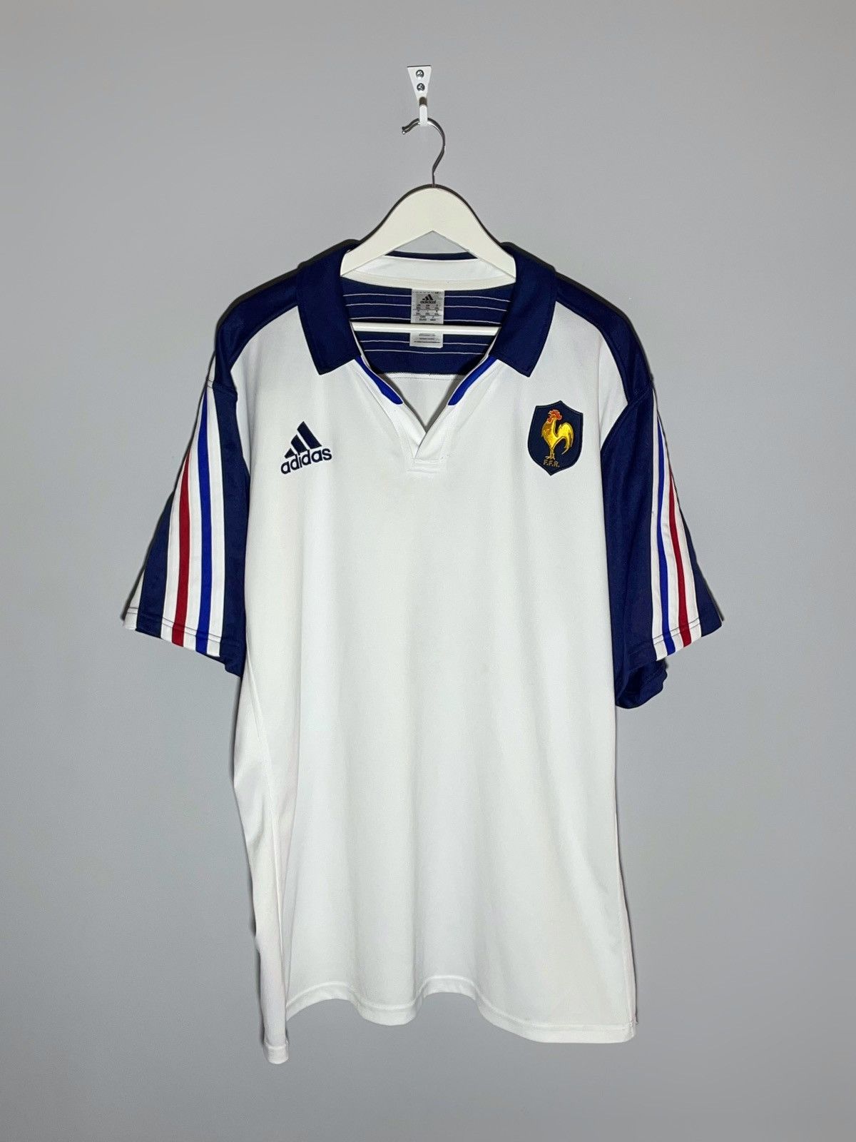 FRANCE (L) ADIDAS RETRO RUGBY JERSEY SHIRT 80s SIX NATIONS