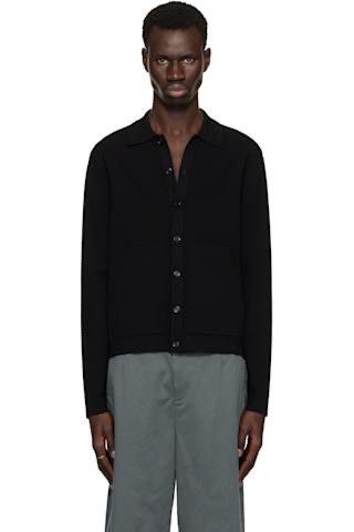 Dries Van Noten DRIES VAN NOTEN Black Spread Collar Cardigan – Sold Out Size US S / EU 44-46 / 1 - 7 Thumbnail
