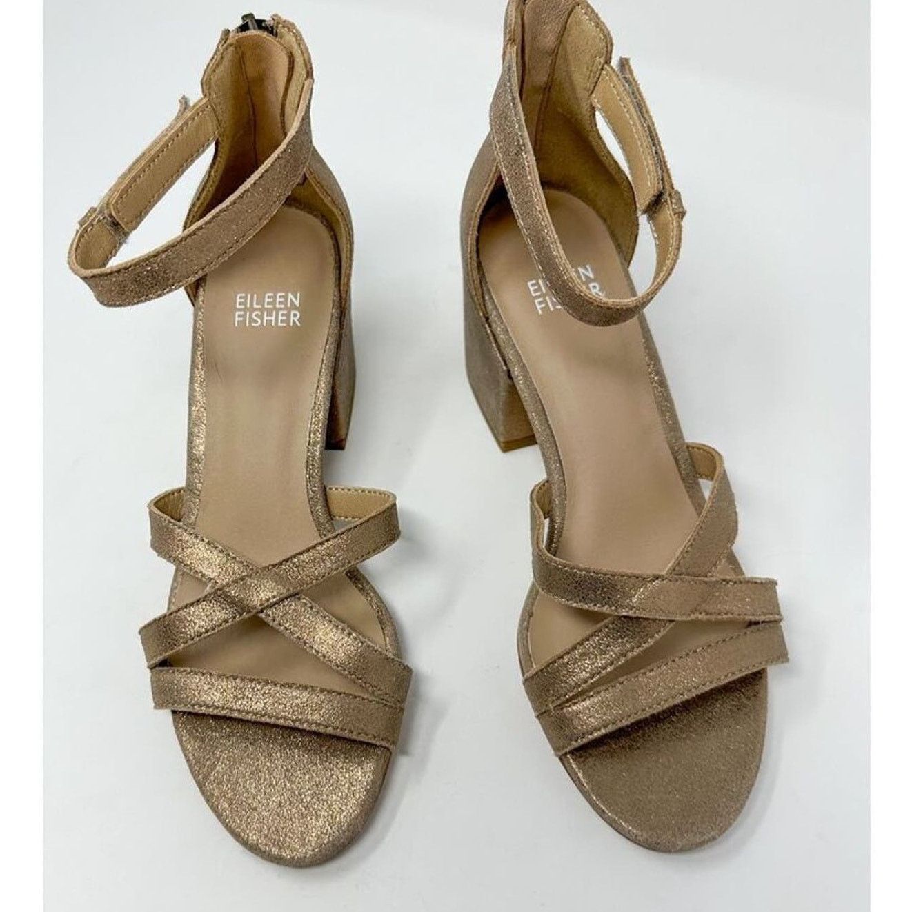 Eileen Fisher NWOT Eileen Fisher Noni Ankle Strap Sandals Bronze Size 5.5 Size US 5.5 / IT 35.5 - 5 Thumbnail