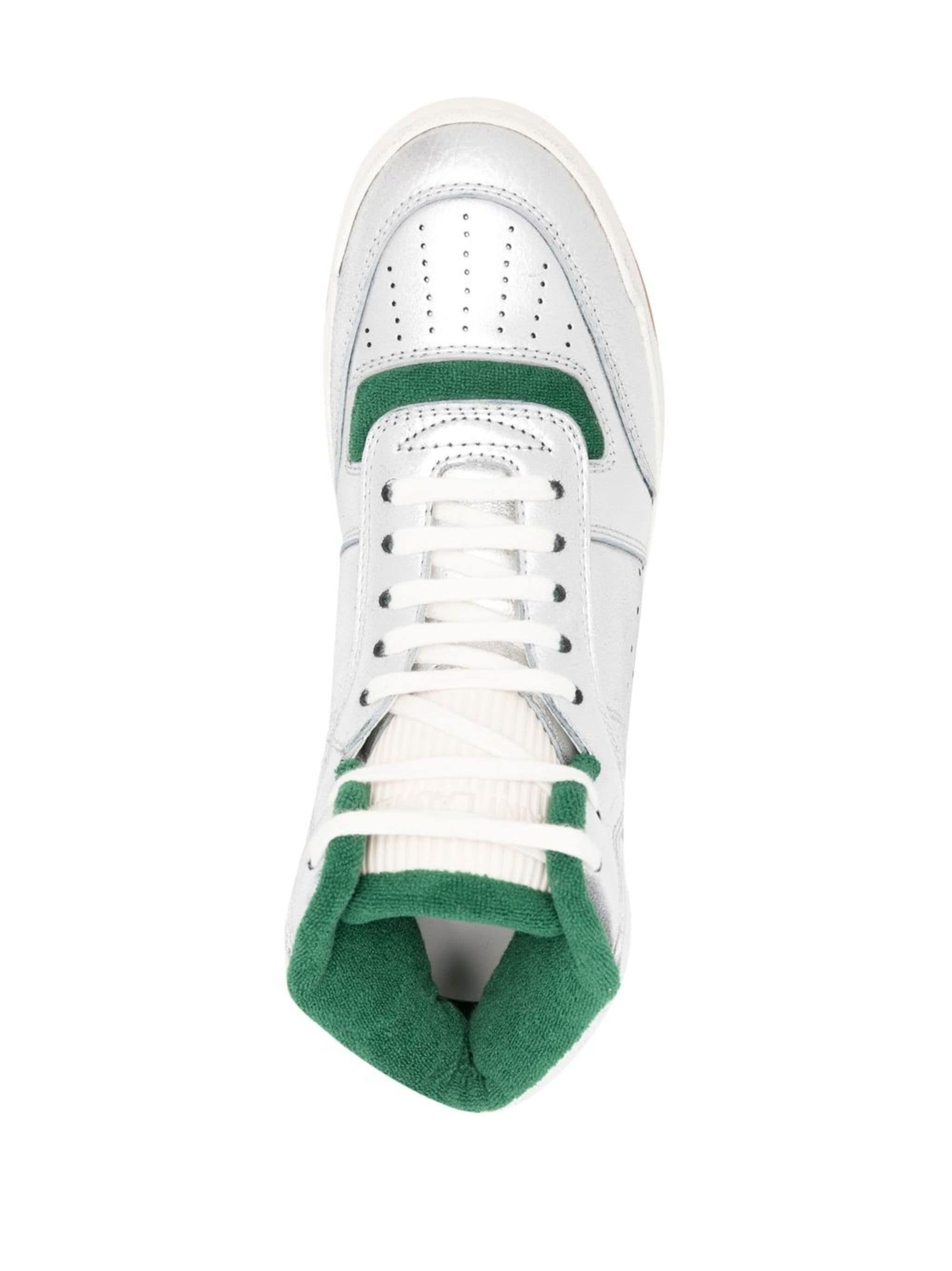 Saint Laurent Paris o1b1hav110824 SL/80 Metallic Hi-Top Sneakers in Silver Size US 6.5 / IT 36.5 - 4 Thumbnail