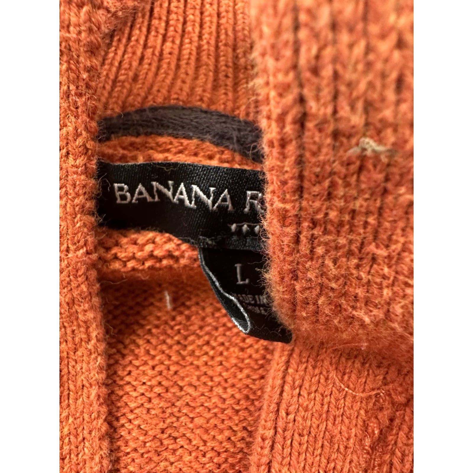 Banana Republic Banana Republic Sweater Mens Large Orange Mock Neck Knit Button Pullover Size US L / EU 52-54 / 3 - 3 Thumbnail