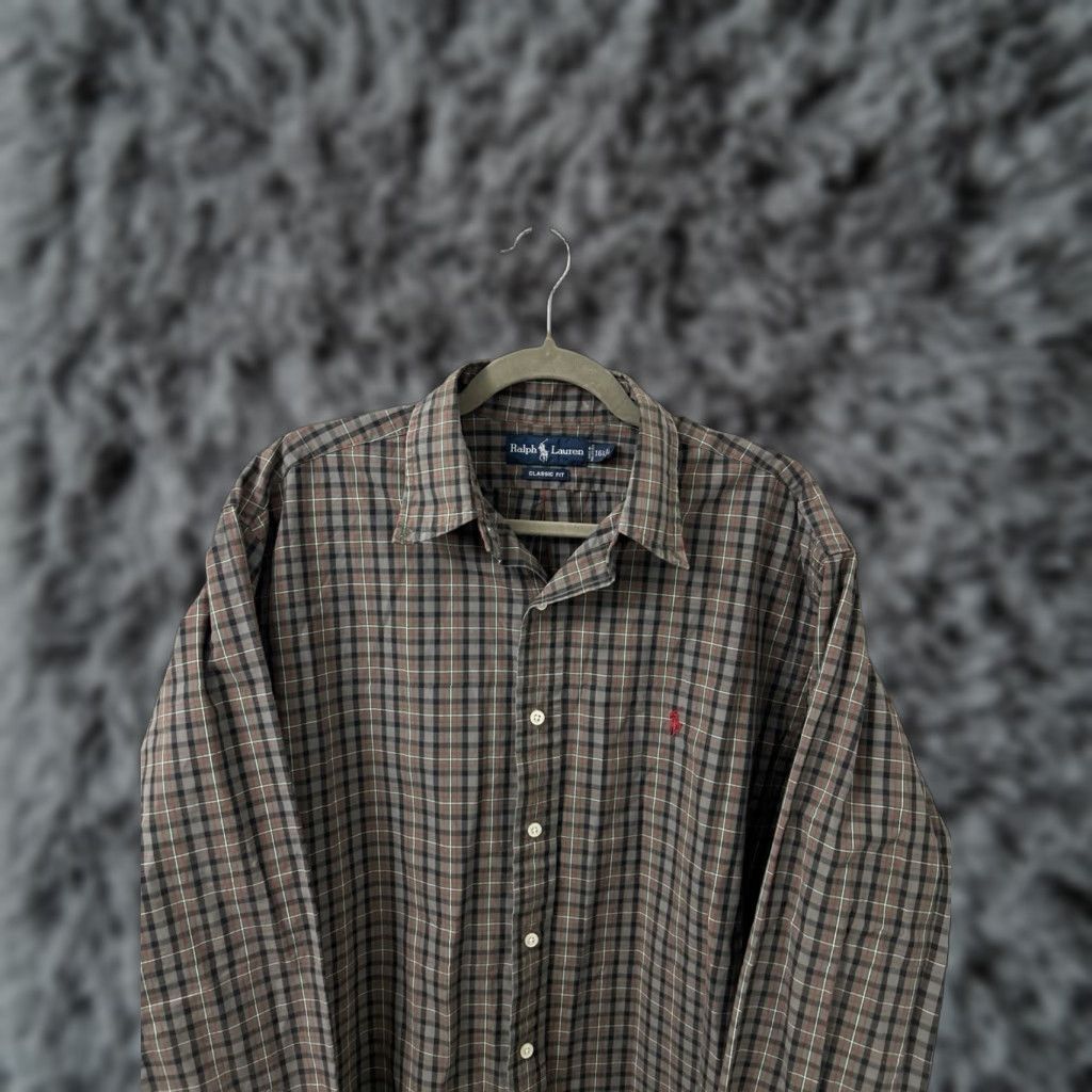 Ralph Lauren VTG Ralph Lauren Shirt Mens L Brown Gray Classic Fit Button Down Red Pony L/S longsleeve Embroidered Plaid Category: Shirt Size US L / EU 52-54 / 3 - 1 Thumbnail