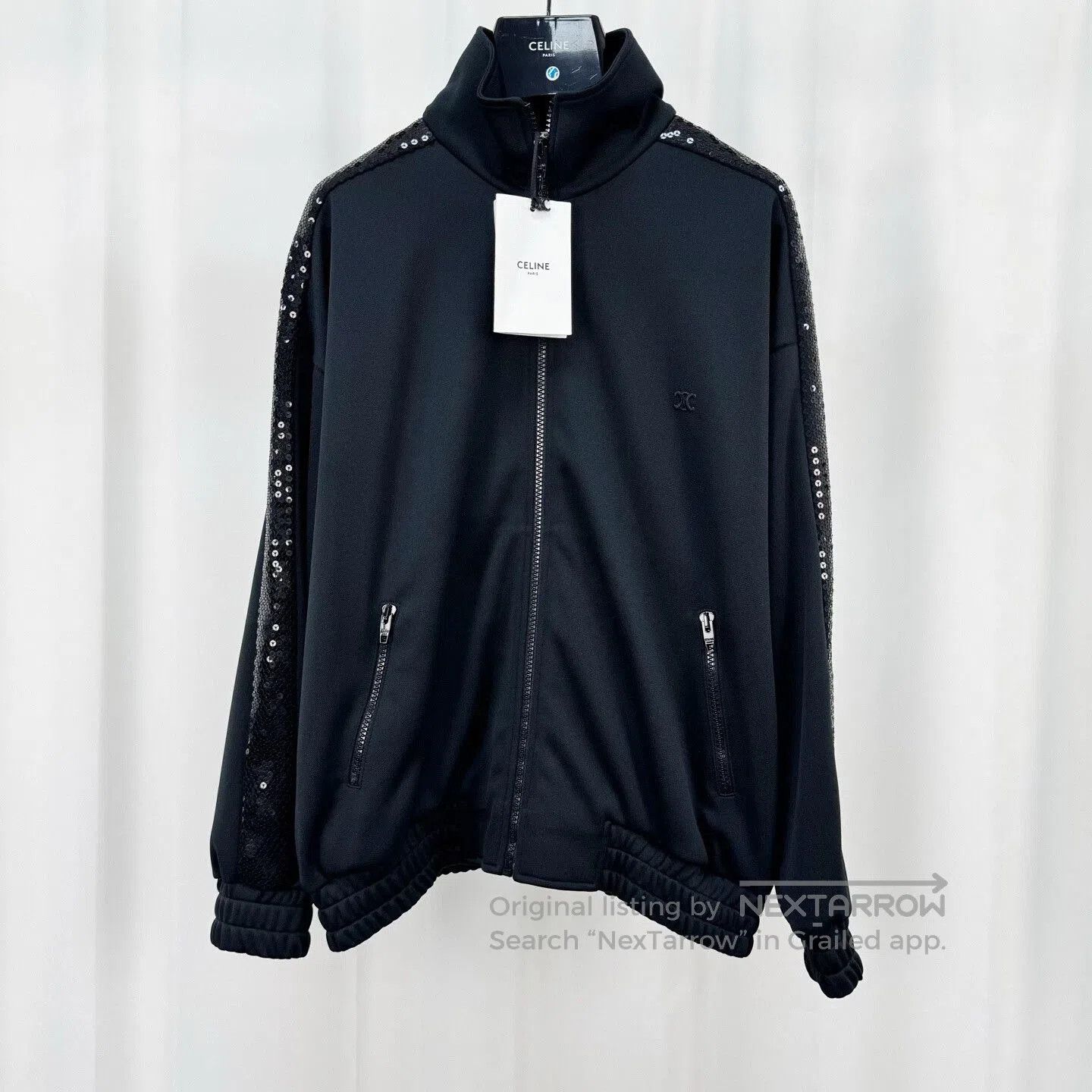 Celine black sequin embroidered zip jacket. Size XS / US 0-2 / IT 36-38 - 1 Thumbnail