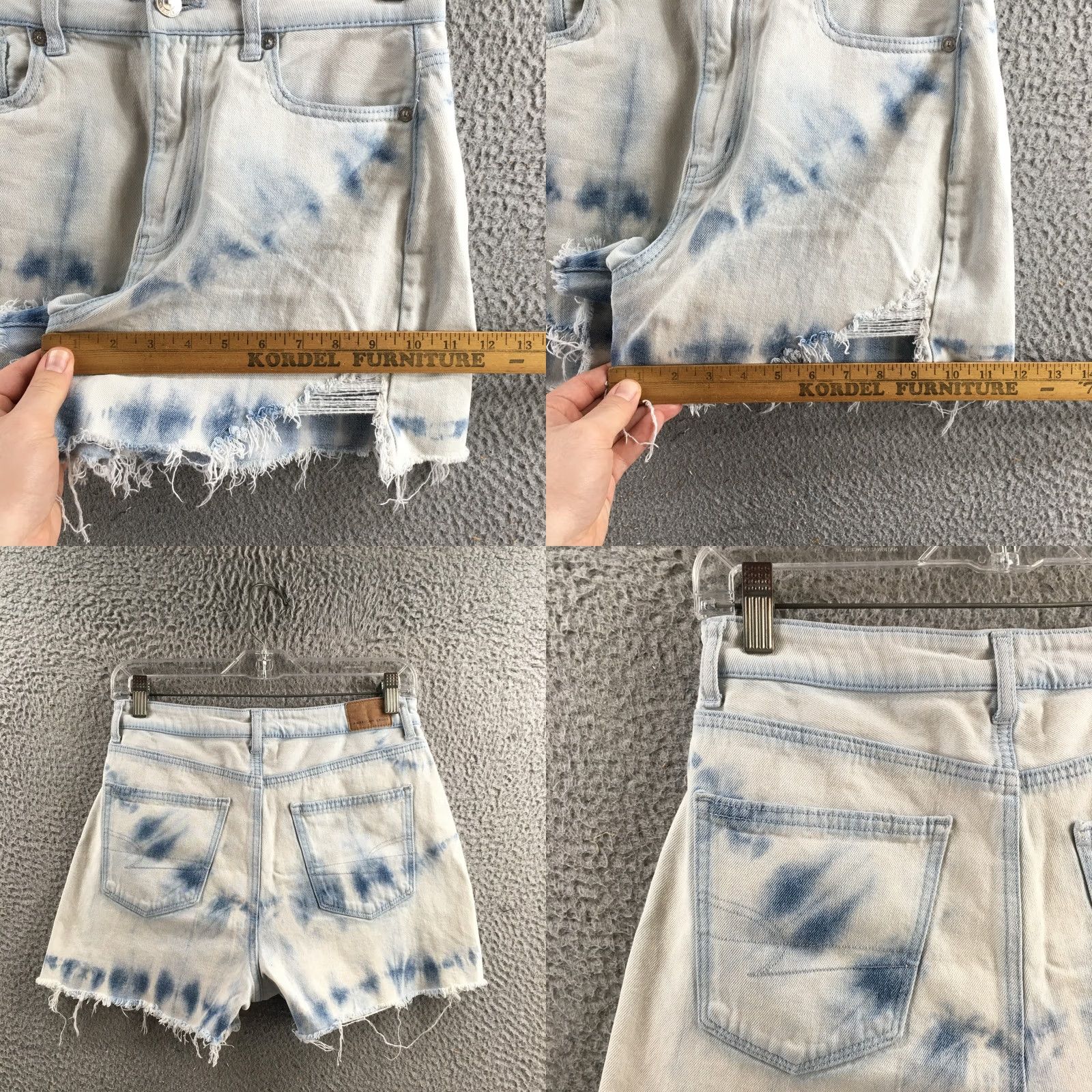 American Eagle Outfitters American Eagle Shorts Womens 4 Blue Tie Dye Distressed Cutoff Zip Fly Denim Size 27" / US 4 / IT 40 - 8 Thumbnail