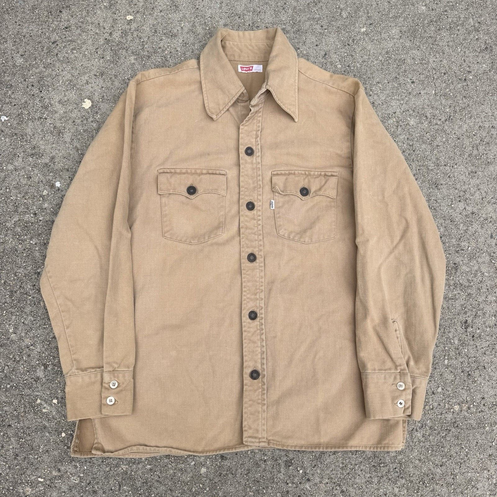 Levi's × Vintage Vintage 70s Levi’s Big E Khaki Moleskin Trucker Jacket Large Size US L / EU 52-54 / 3 - 1 Thumbnail