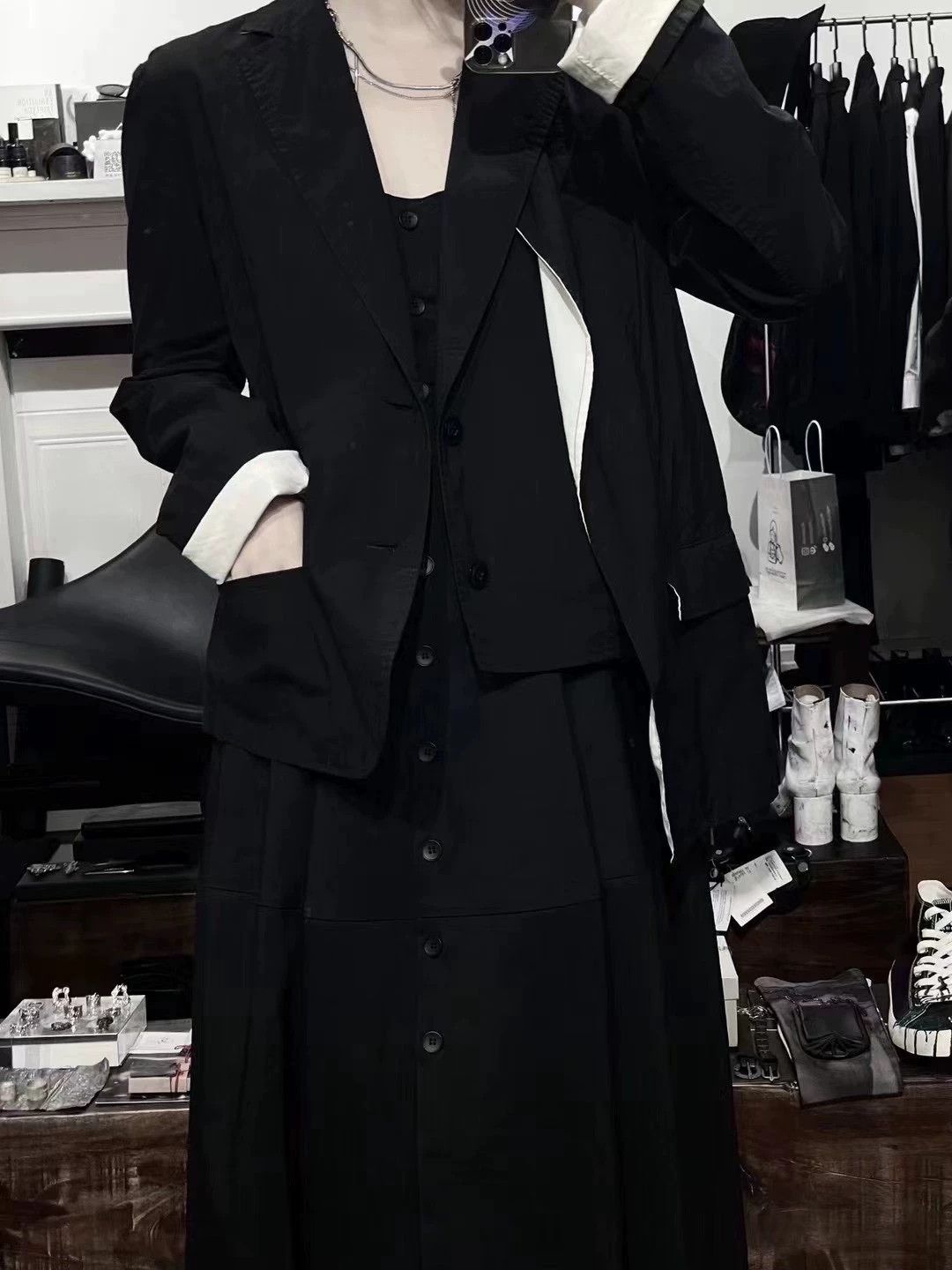 Yohji Yamamoto Yohji Yamamoto y's20ss B&W Colorblocked Blazer 1 NWT Size S / US 4 / IT 40 - 7 Thumbnail