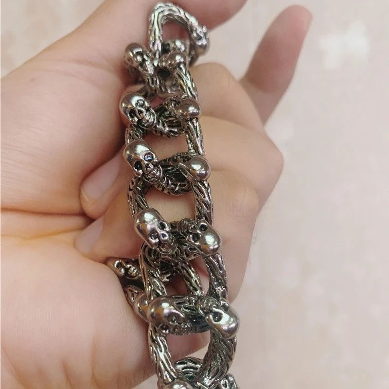 Jewelry 22cm Cuban Chain Rock Skull Link Bracelet Size ONE SIZE - 4 Thumbnail