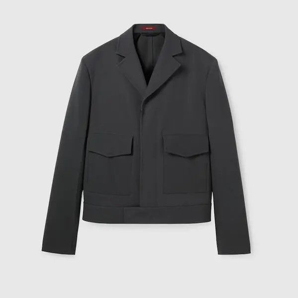 Gucci o1s1wg110426 Embossed Wool Gabardine Jacket in Dark Grey Size US S / EU 44-46 / 1 - 1 Thumbnail