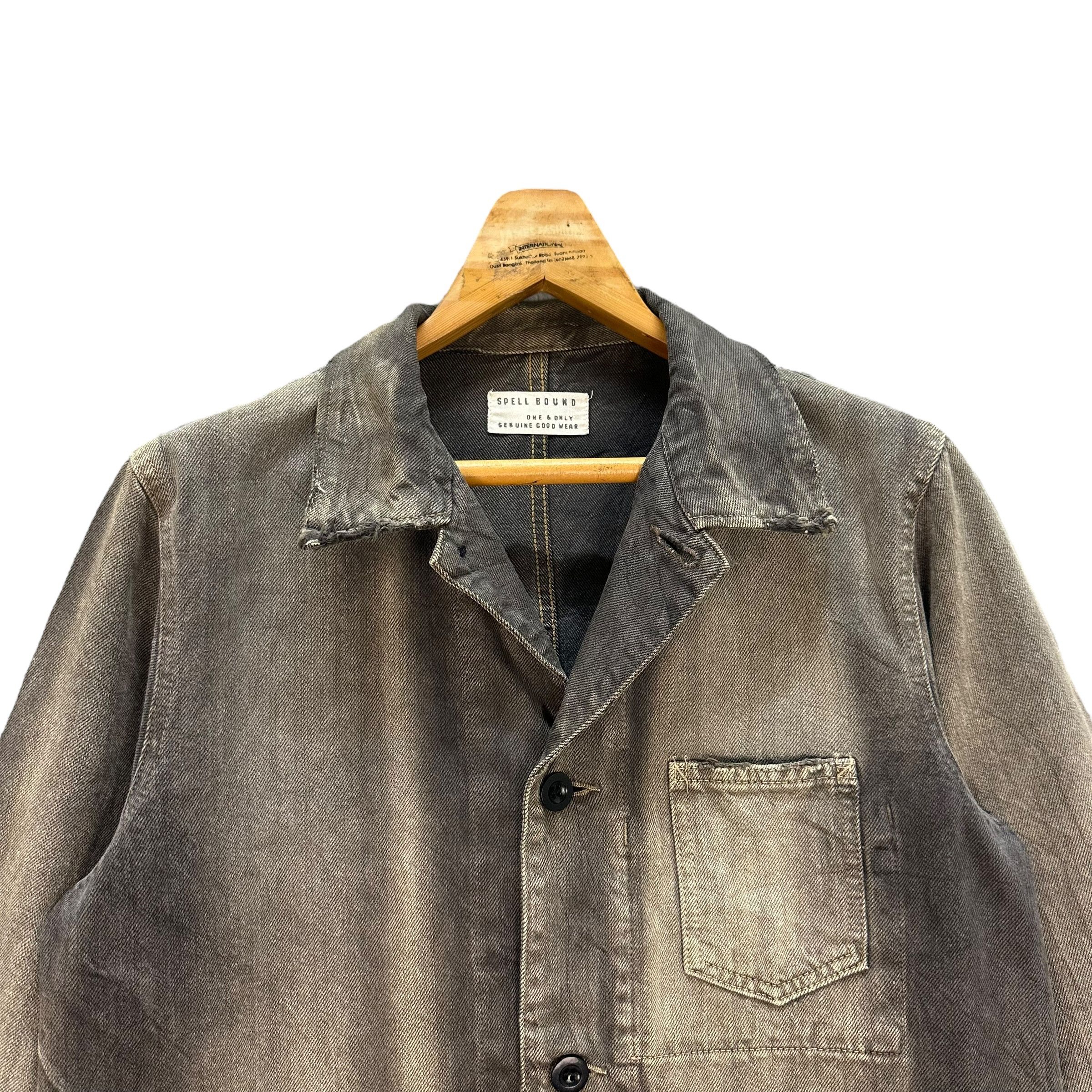Japanese Brand SPELL BOUND TRASHED DENIM WORK JACKET #8819-028 Size US M / EU 48-50 / 2 - 2 Thumbnail