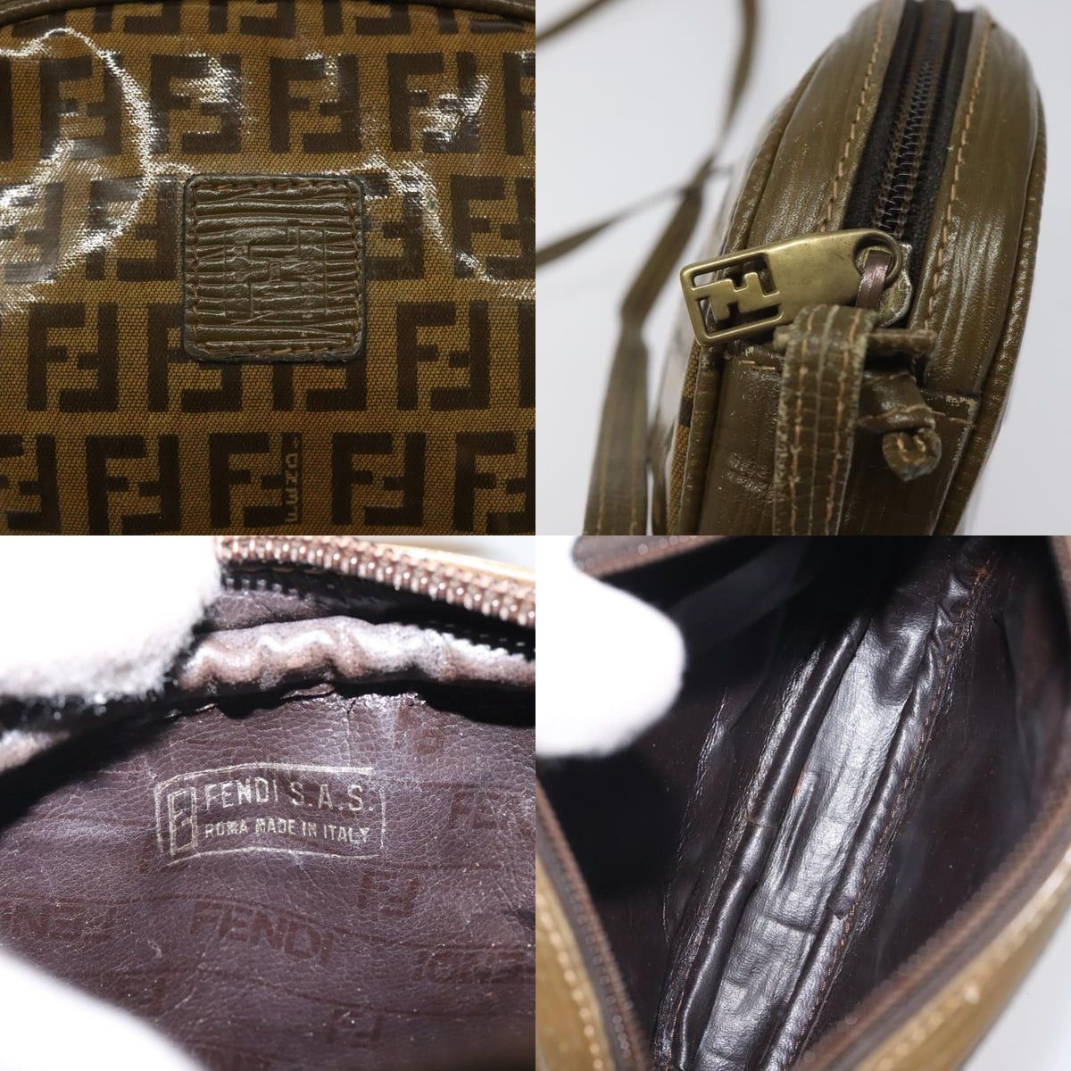 Fendi FENDI Zucchino Canvas Shoulder Bag Brown Size ONE SIZE - 11 Thumbnail