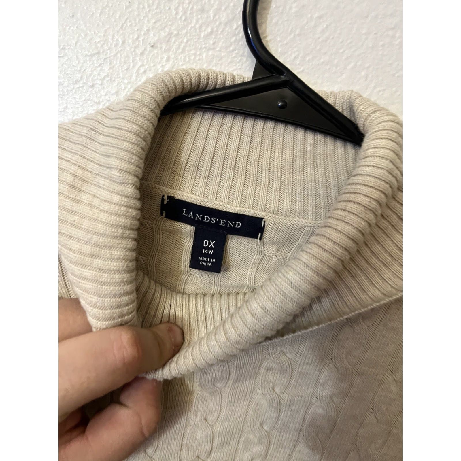 Lands' End Lands' End Cotton Turtleneck Sweater XL Light Blue Cable Knit Shirt Womens Size XL / US 12-14 / IT 48-50 - 3 Thumbnail