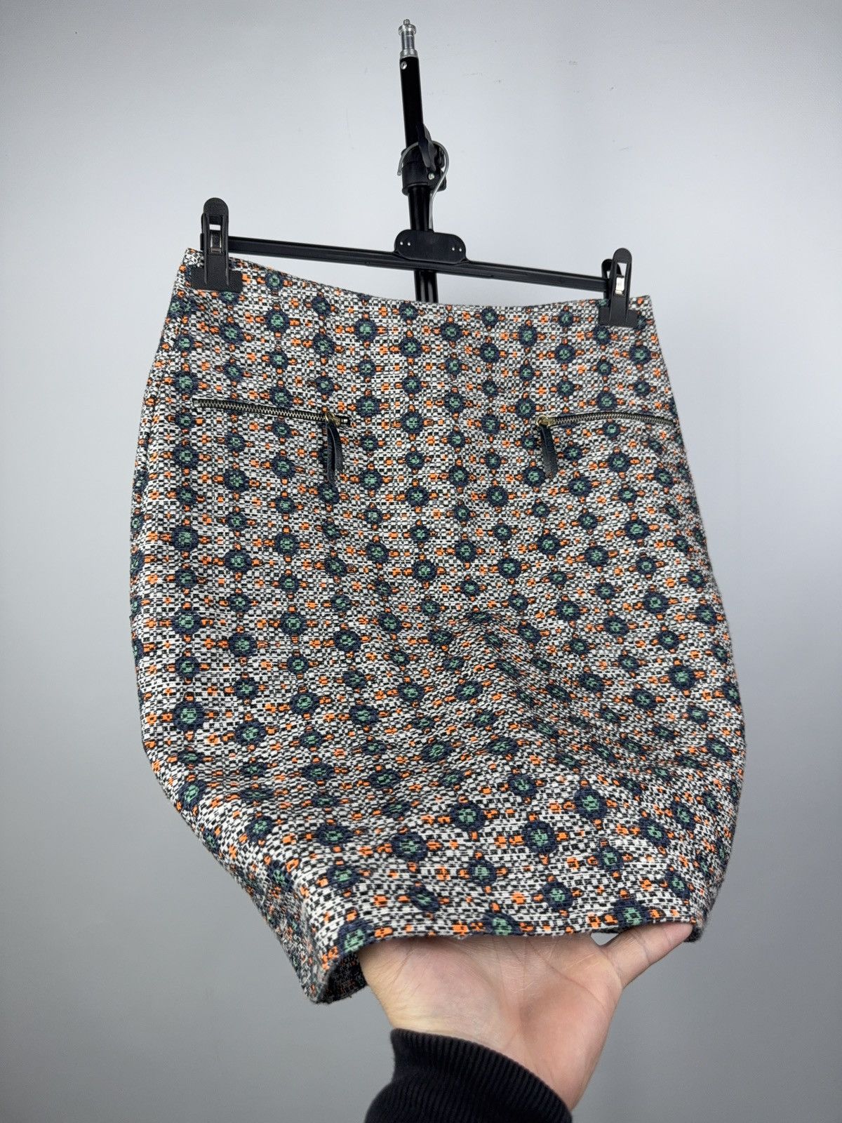 Hugo Boss Luxury Retro 00s Boss Orange Patterned Tweed Mini Skirt Size 28" / US 6 / IT 42 - 2 Thumbnail