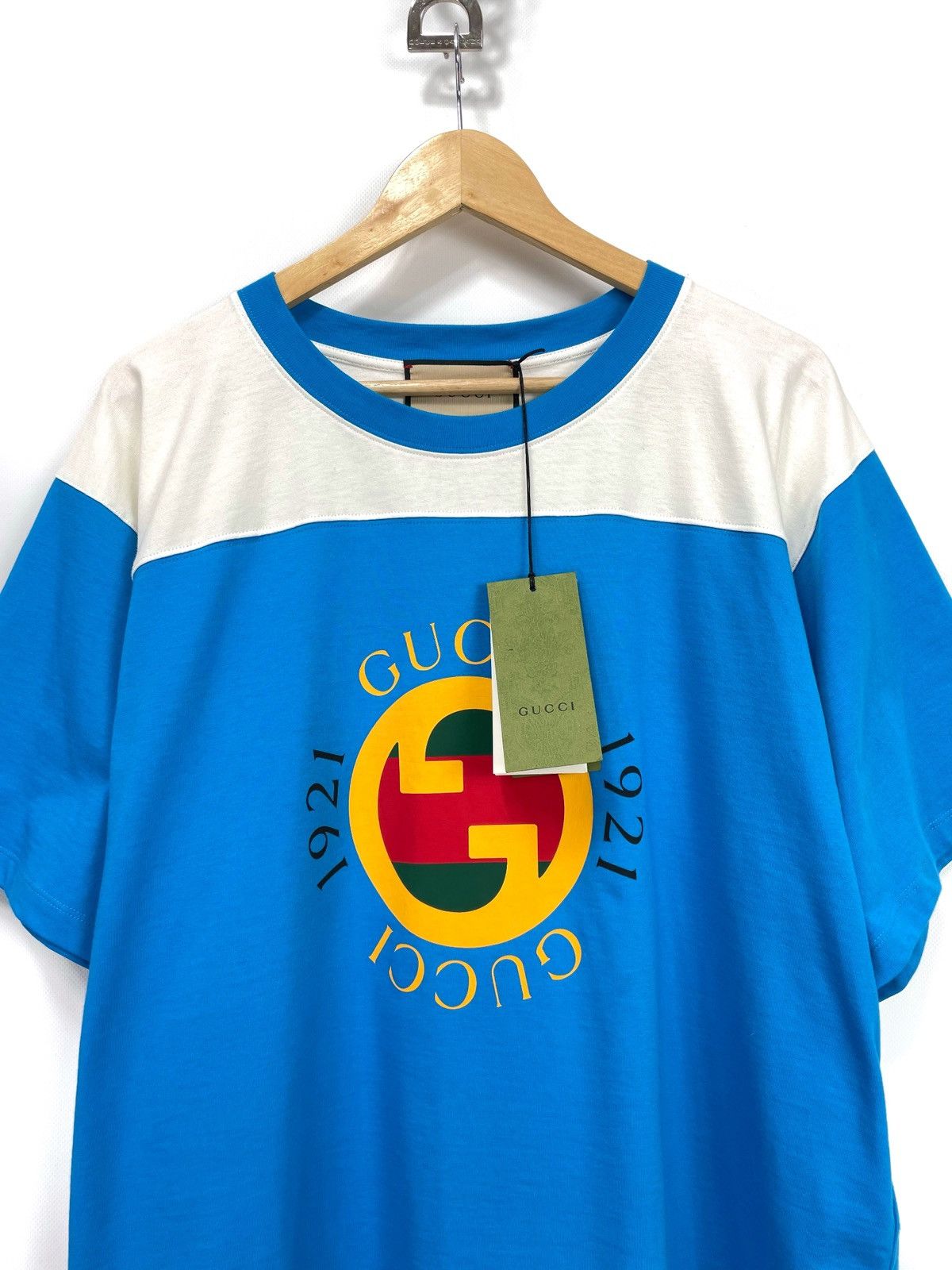 Gucci Gucci “1921” Logo Print Colorblock T-Shirt – Size L Size US L / EU 52-54 / 3 - 6 Thumbnail