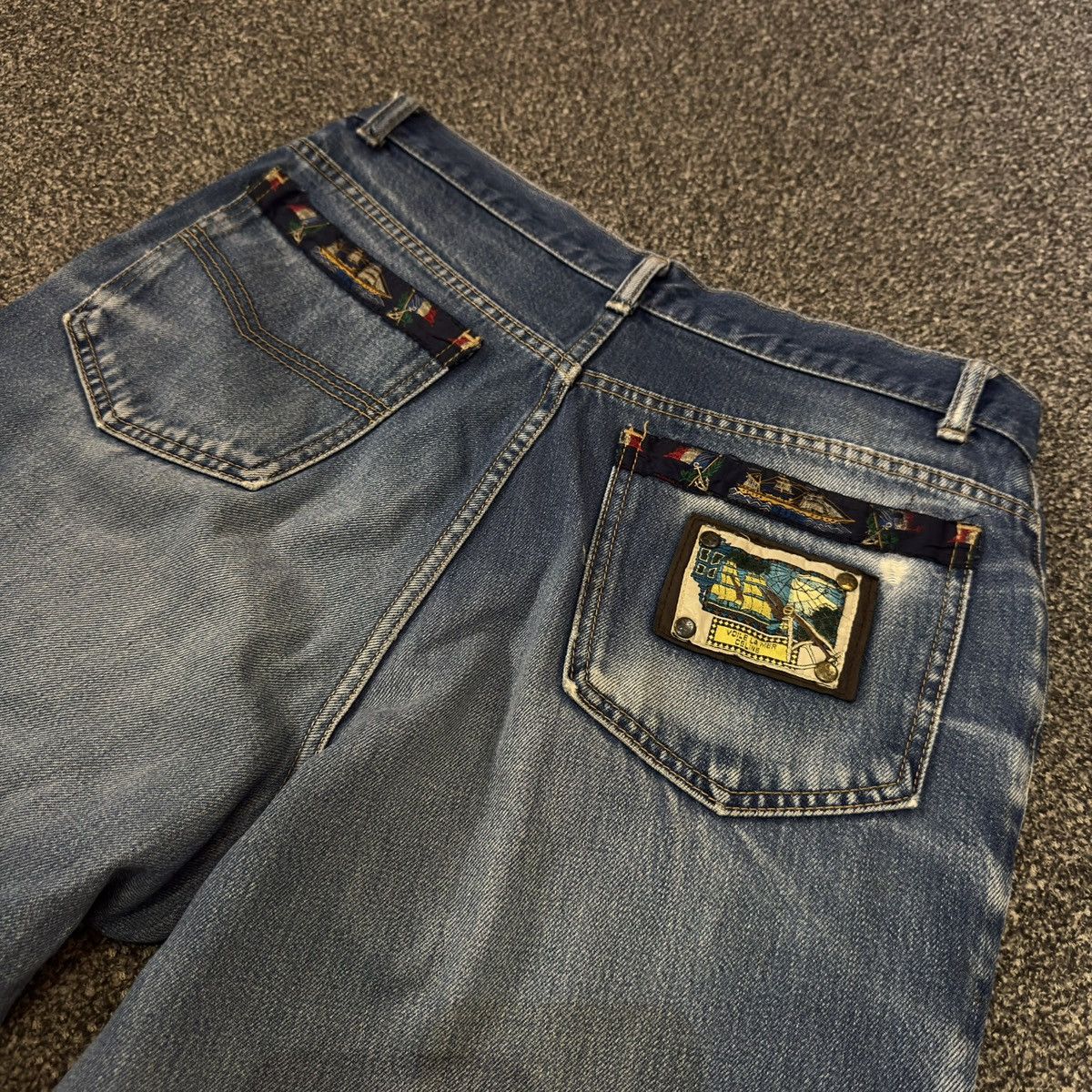Celine Vintage 90s Voile La Mer Celine Blue Aging Denim Size US 33 - 8 Thumbnail