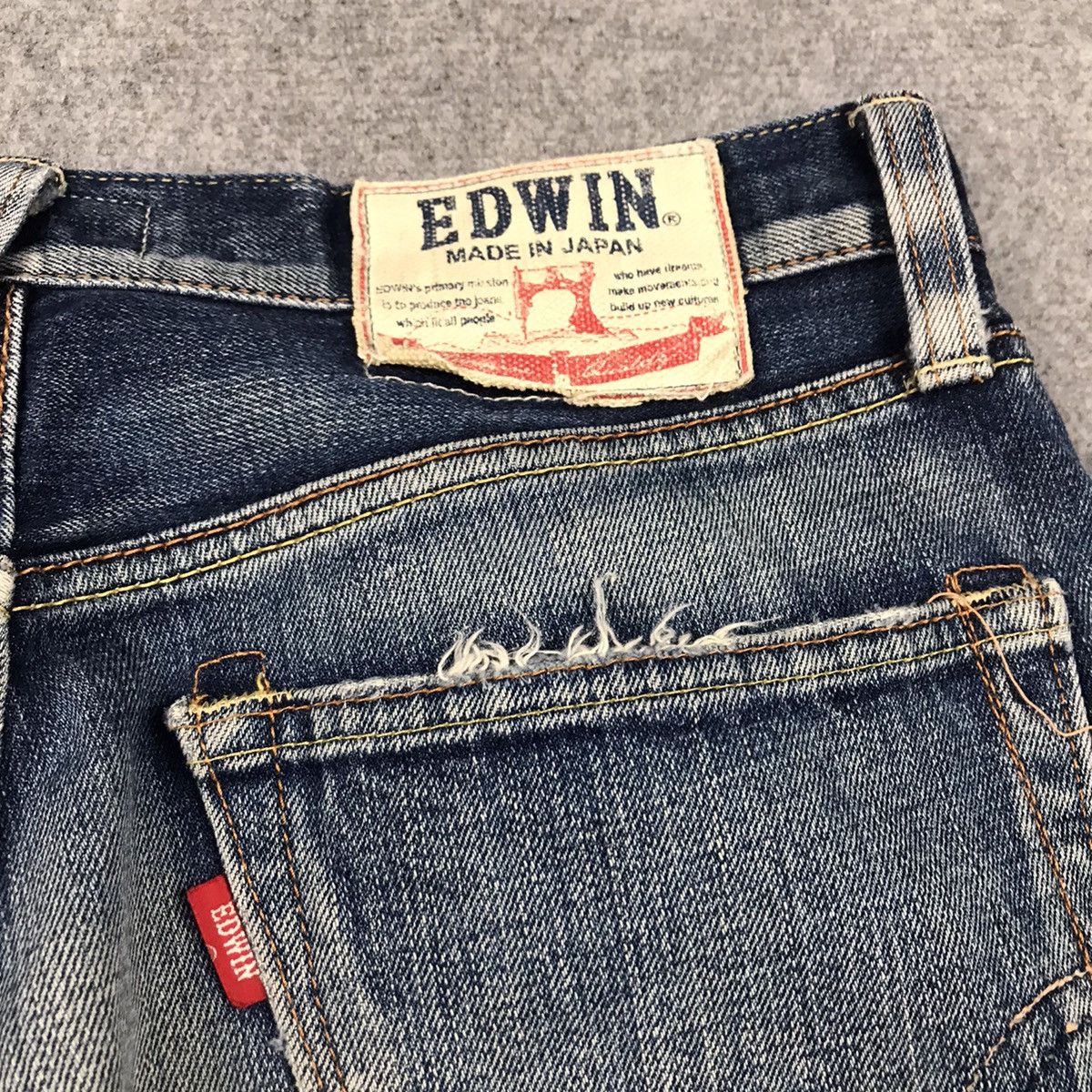 MADE IN JAPAN EDWIN DENIM FADED DISTRESSED PANTS 145