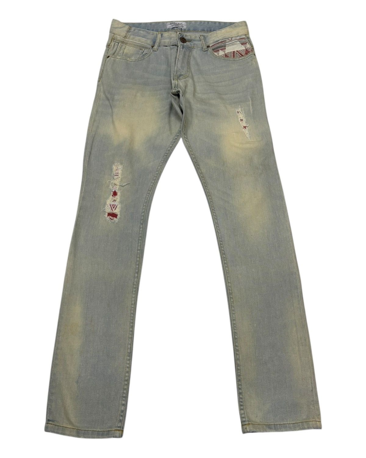 ZARA JEANS MUD WASH DISTRESSED DENIM
