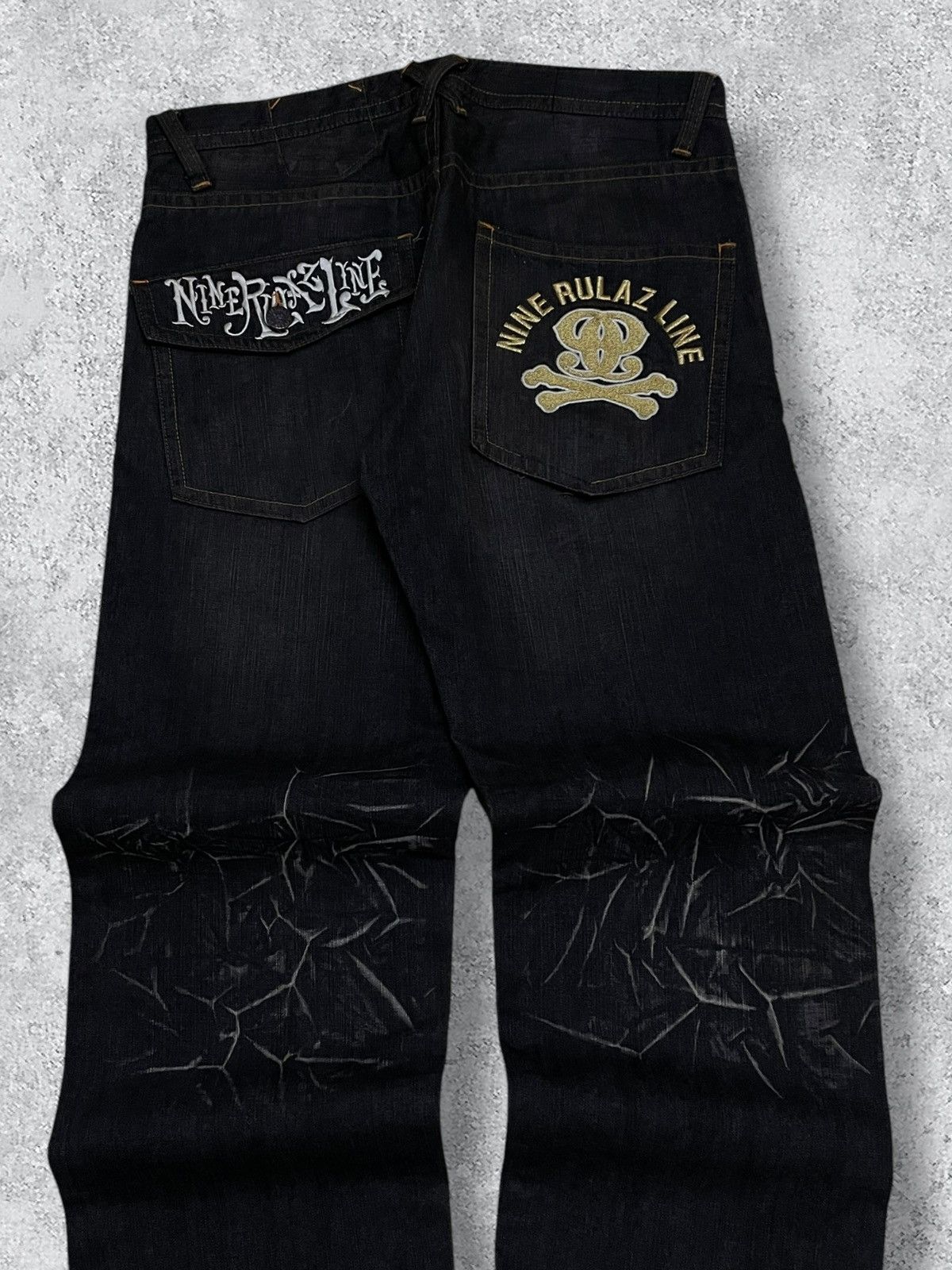 Japanese Brand Vintage Japan 90’s Designer Nine Rulaz Creature Baggy Denim Size US 34 / EU 50 - 10 Thumbnail