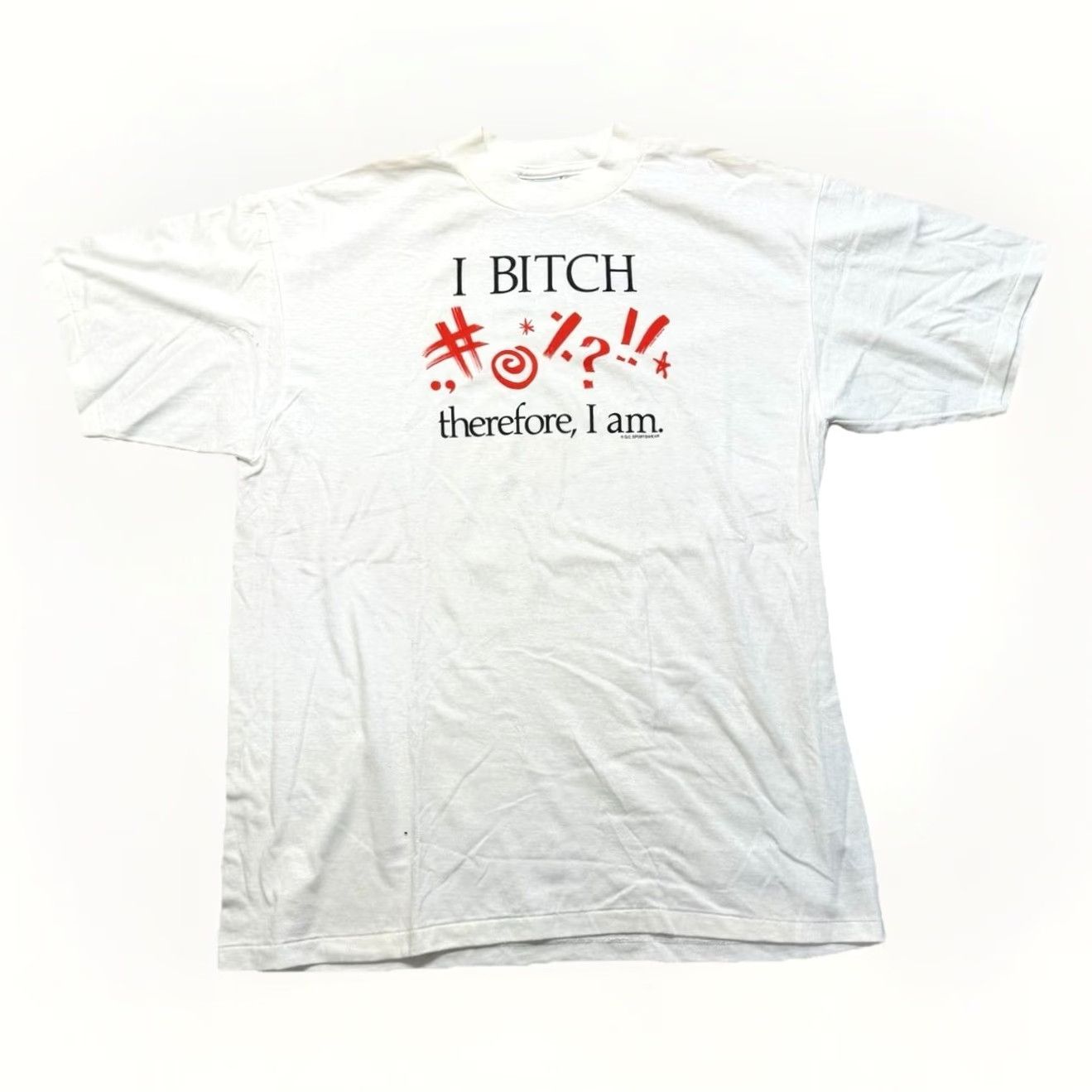 Vintage I Bitch Therefore I Am T Shirt Mens XL Vintage 90s Funny Graphic Quote Tee Size US XL / EU 56 / 4 - 2 Thumbnail