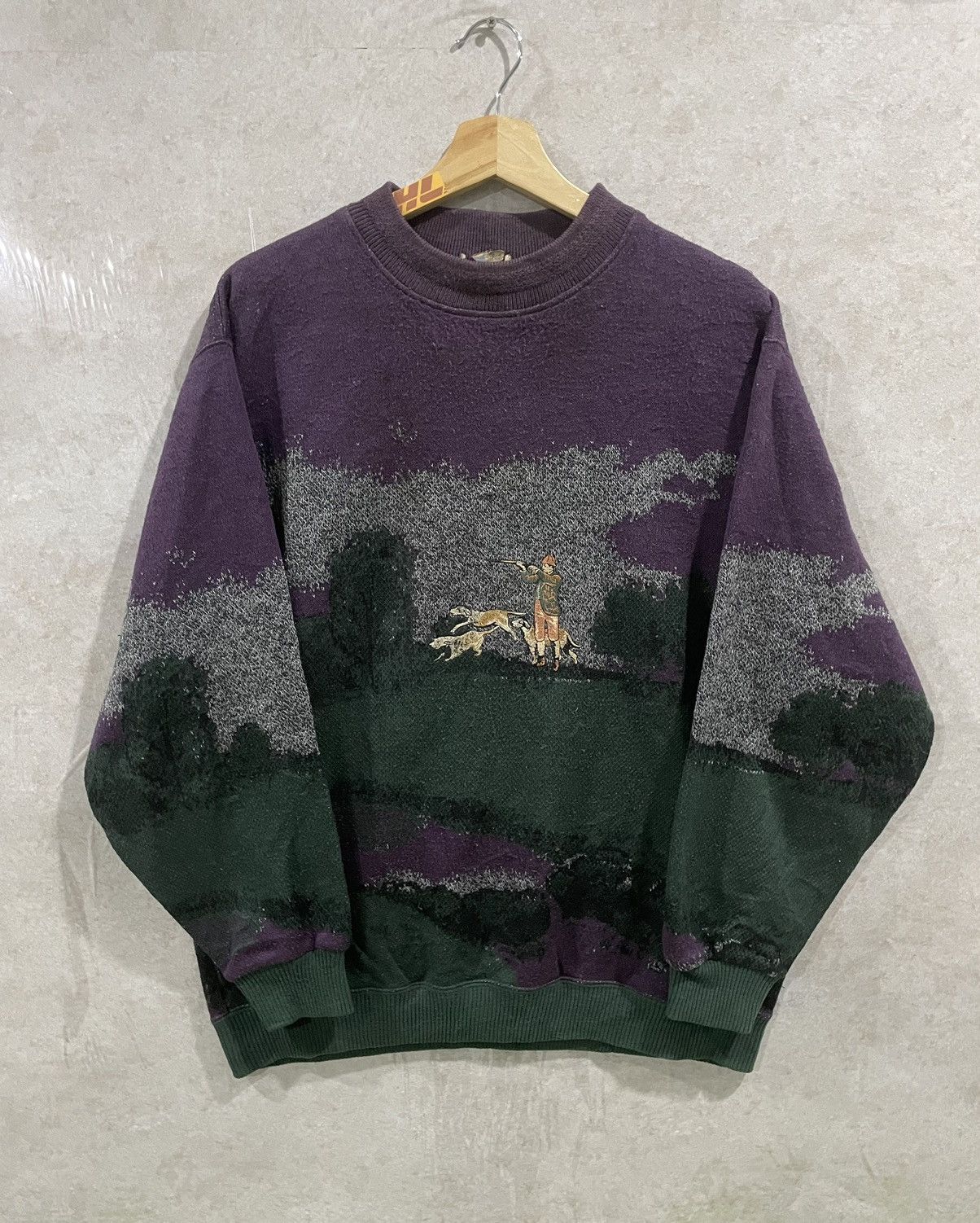 Japanese Brand × Vintage Crazy Vtg Knit Sweatshirt All Over Print Size US XL / EU 56 / 4 - 2 Thumbnail