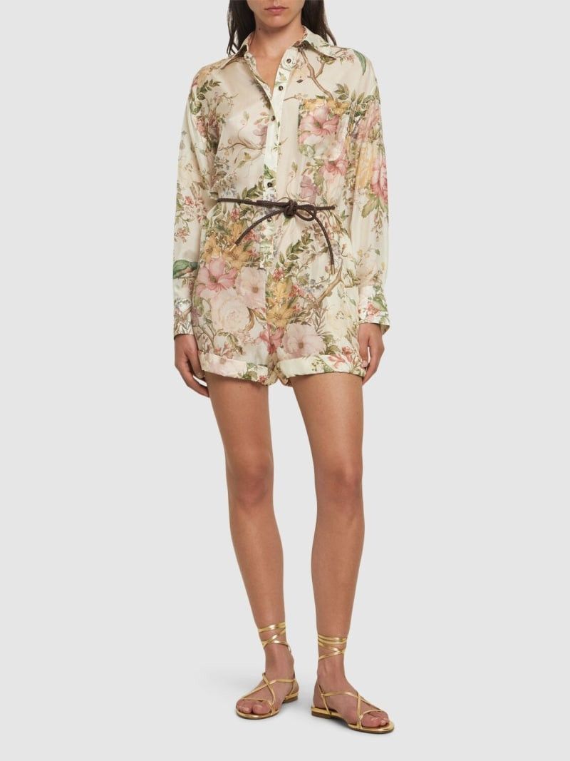 Zimmermann oc11z0525 Waverly Silk Printed Shirt Jumpsuit in Multicolor Size 28" / US 6 / IT 42 - 2 Thumbnail