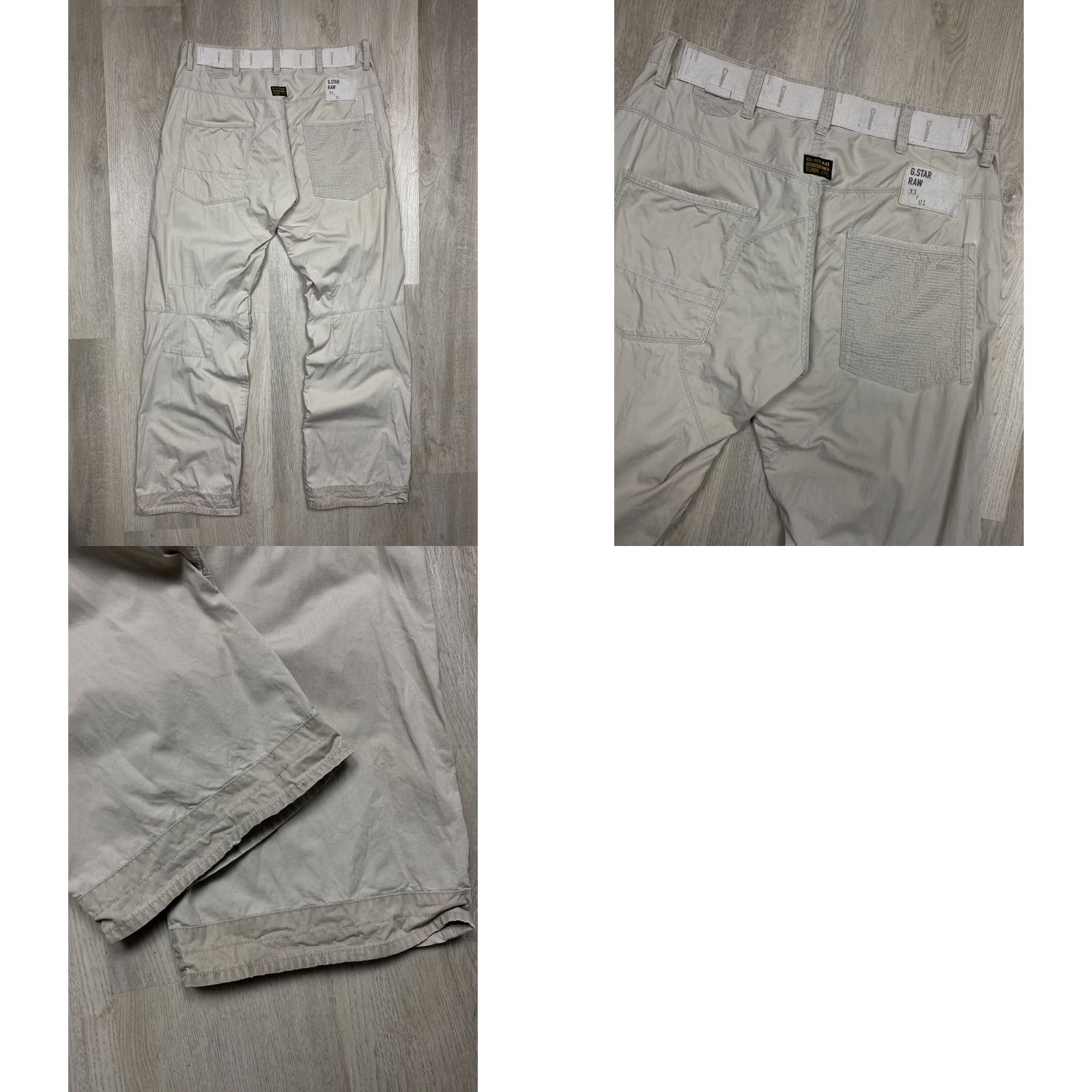 G-Star VINTAGE G-Star Pants Mens Fire Elwood Double Knee Size 34 Beige Cotton 34 in Inseam Size US 34 / EU 50 - 8 Thumbnail