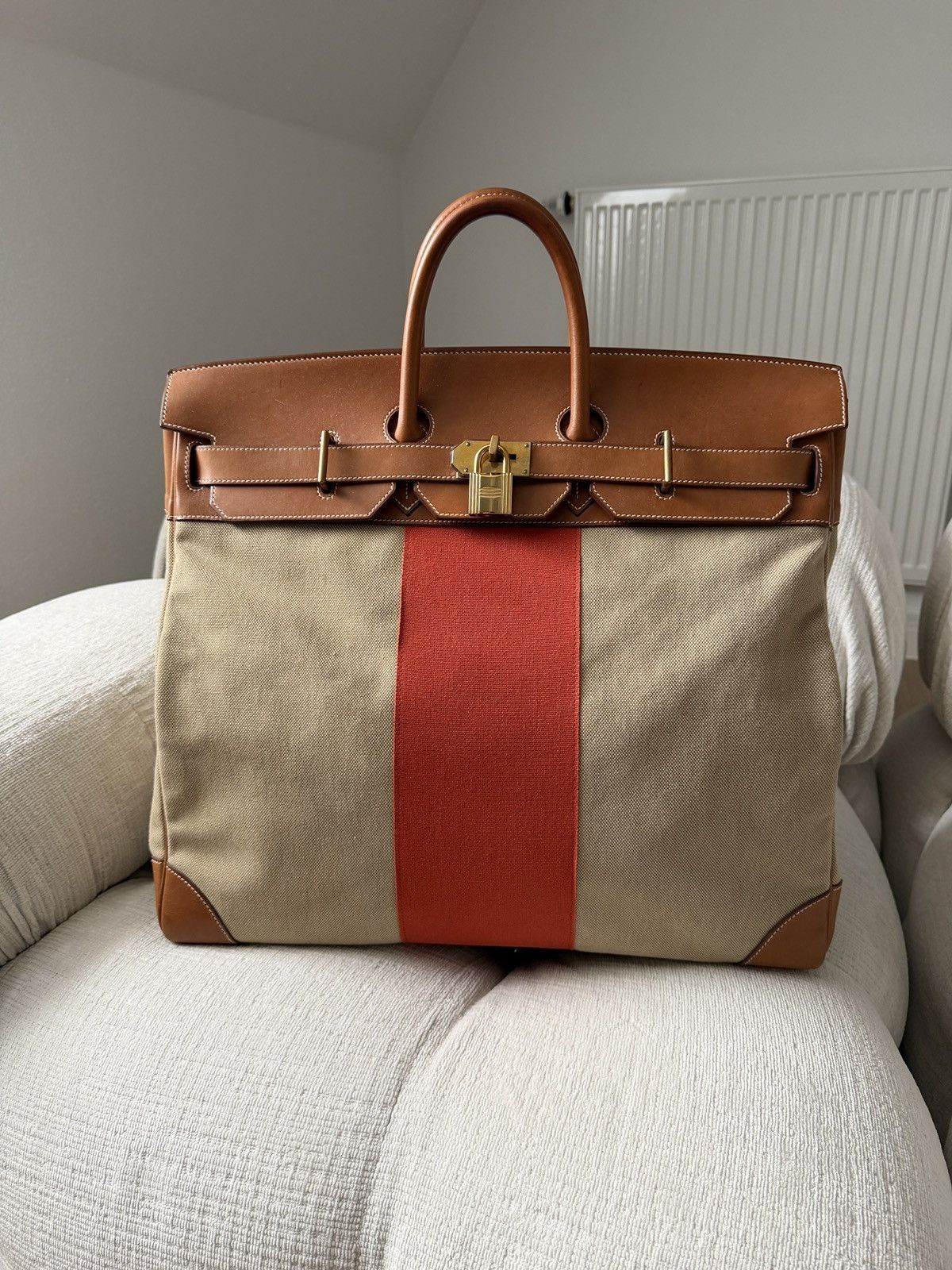 Hermes Birkin HAC 50 Naturel Barenia and Canvas Flag 2014 Size ONE SIZE - 6 Thumbnail
