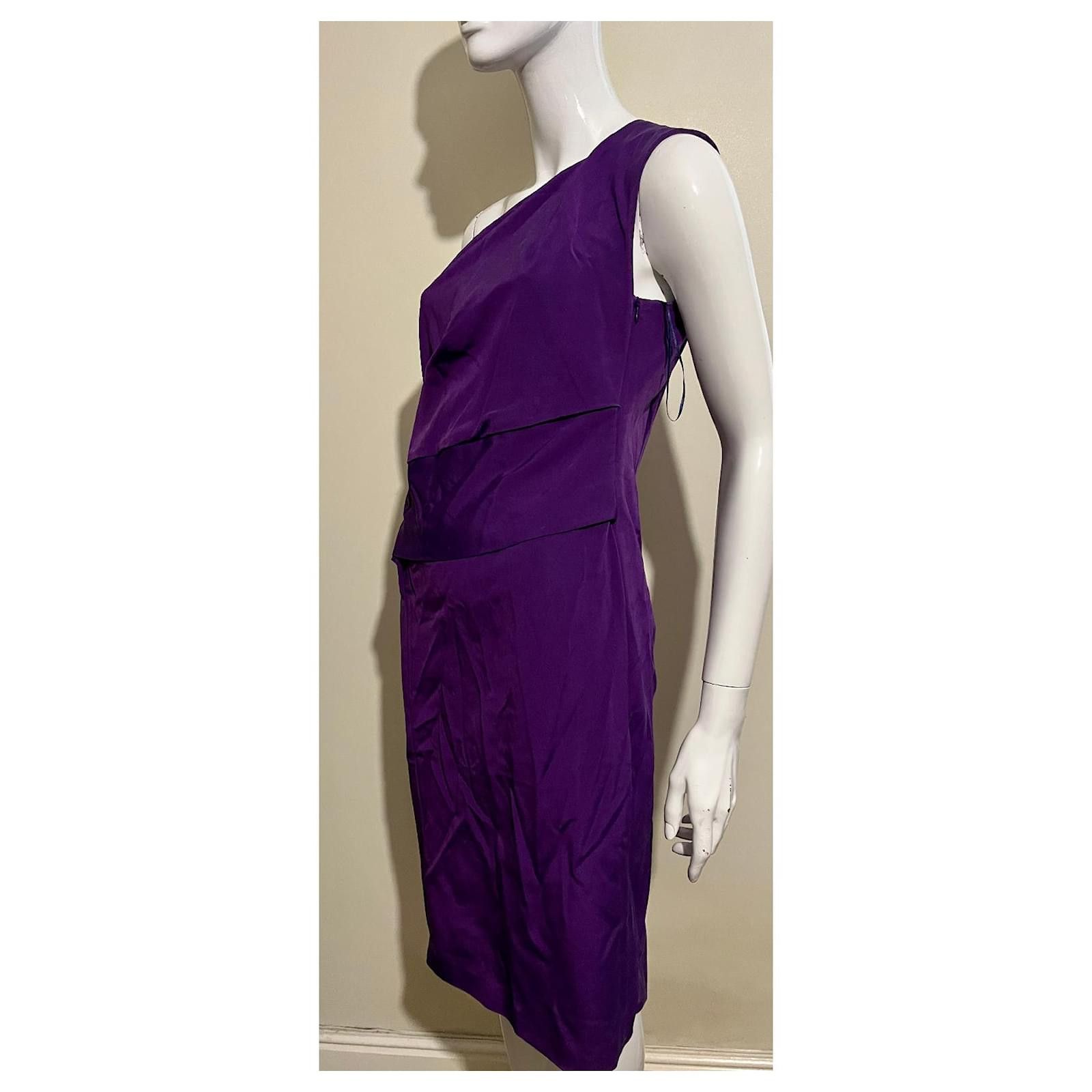 Escada Escada purple one shouldered silk dress Size M / US 6-8 / IT 42-44 - 4 Thumbnail