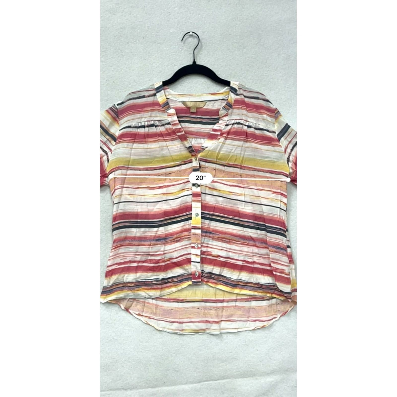 Hope Hope & Harlow Womens M Striped Button-Up Blouse Multicolor, Lightweight, Casual, Button-Up Front, Long Sleeve, Relaxed Fit, Pre-Owned Like New Size M / US 6-8 / IT 42-44 - 8 Thumbnail