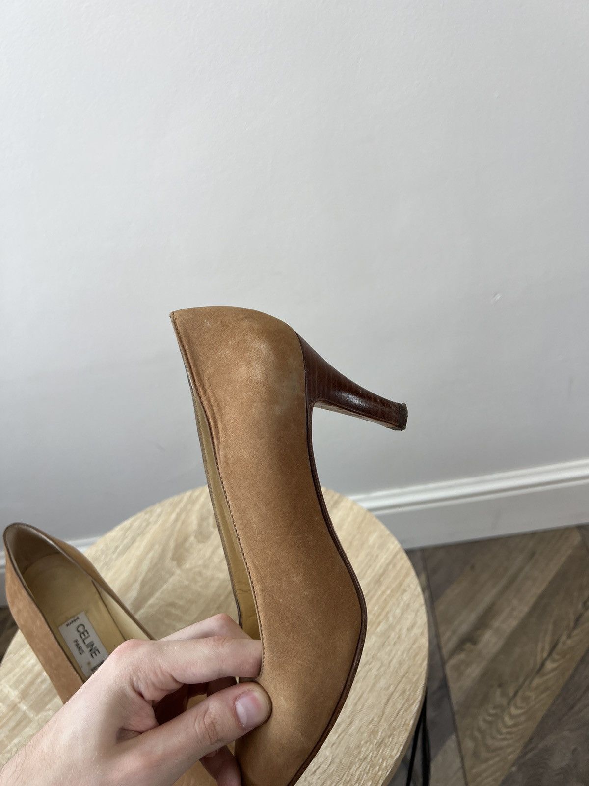 Celine Vintage Celine Women’s Brown Suede Leather Heels Pointed Toe Size US 7 / IT 37 - 12 Thumbnail