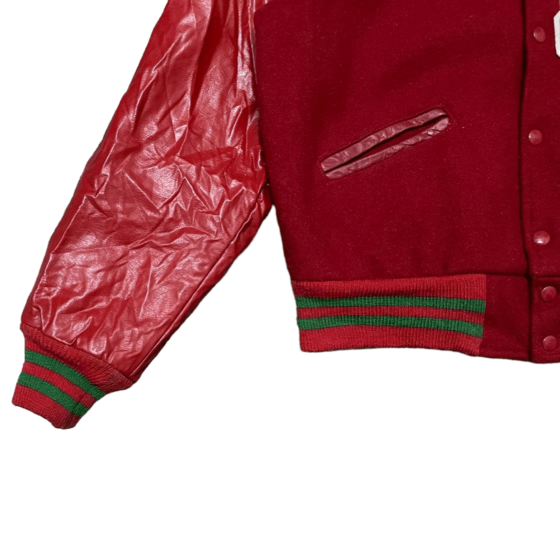 Trophy Clothing Vtg 70s 80s Trophy USA Letterman Red Wool Leather Academics Size US M / EU 48-50 / 2 - 3 Thumbnail
