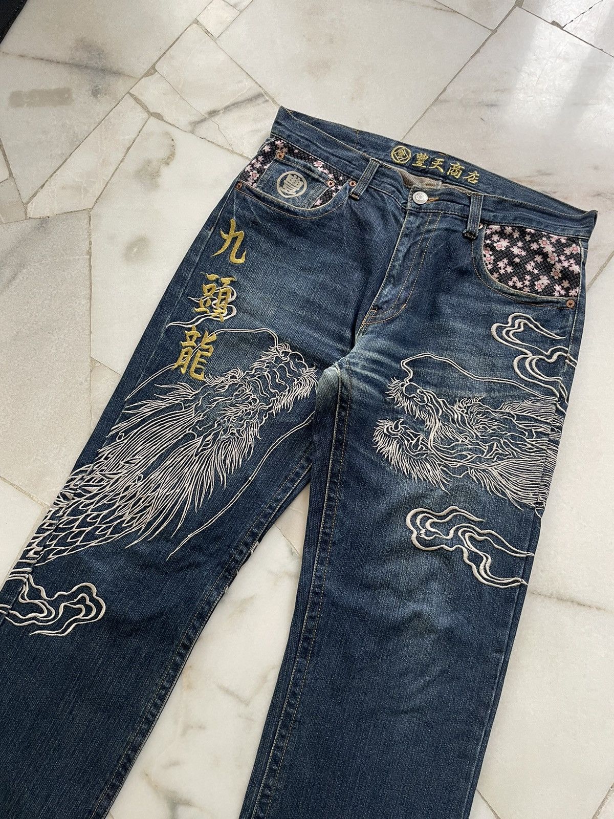 Japanese Brand Vintage Karakuri Temashi Dragon Embrodery Jeans Size US 36 / EU 52 - 4 Thumbnail