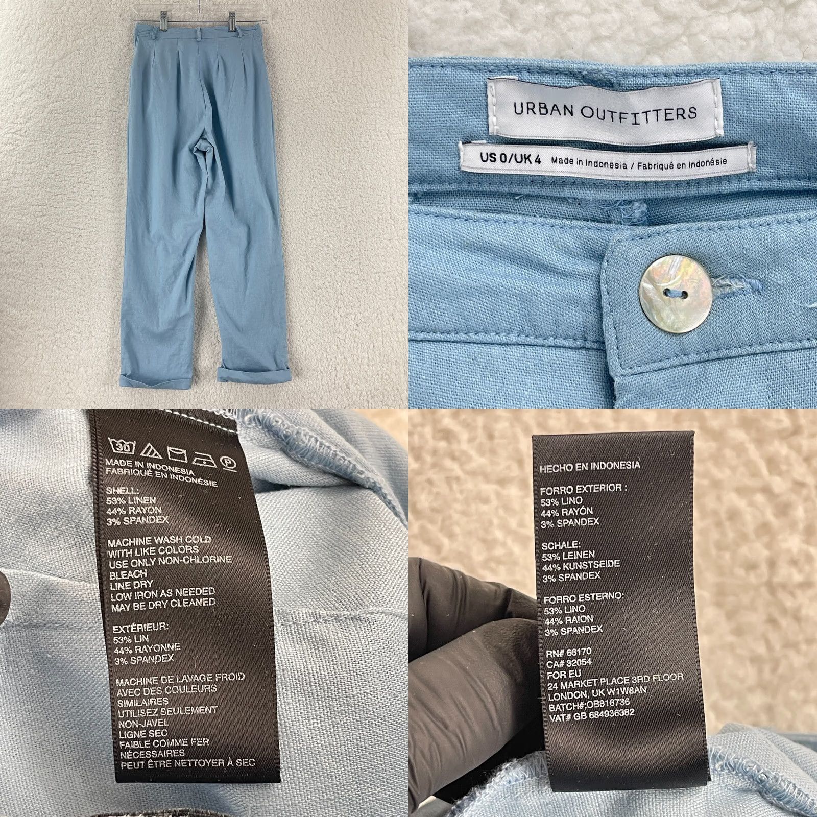 Urban Outfitters Urban Outfitters Blue Linen Blend Straight Leg High Rise Pants Womens Size 0 jeans not included Size 25" / US 0 / IT 36 - 9 Thumbnail
