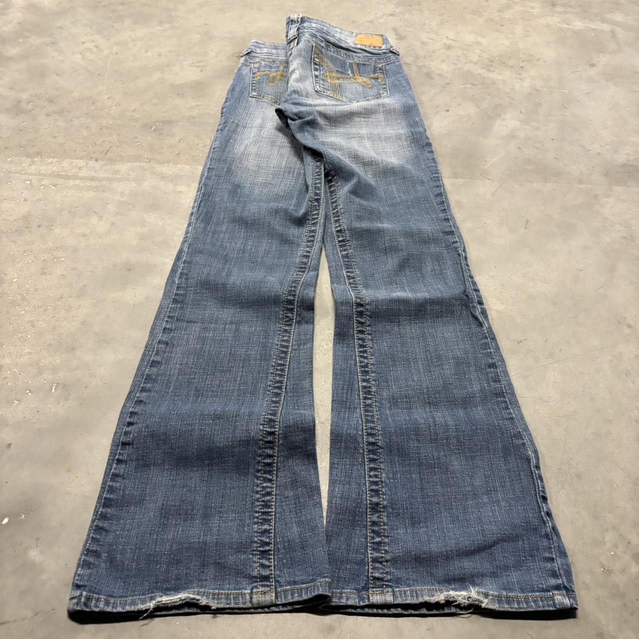 Japanese Brand × Vintage Crazy Vintage Y2K/2000s Faded Light Wash Flared Denim Jeans! Size US 27 - 4 Thumbnail