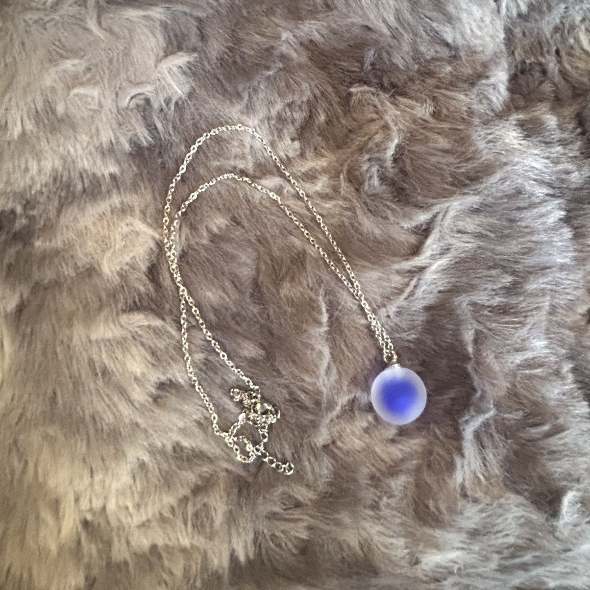 Handmade Handcrafted frosted glass ball pendant on chain necklace Size ONE SIZE - 8 Thumbnail