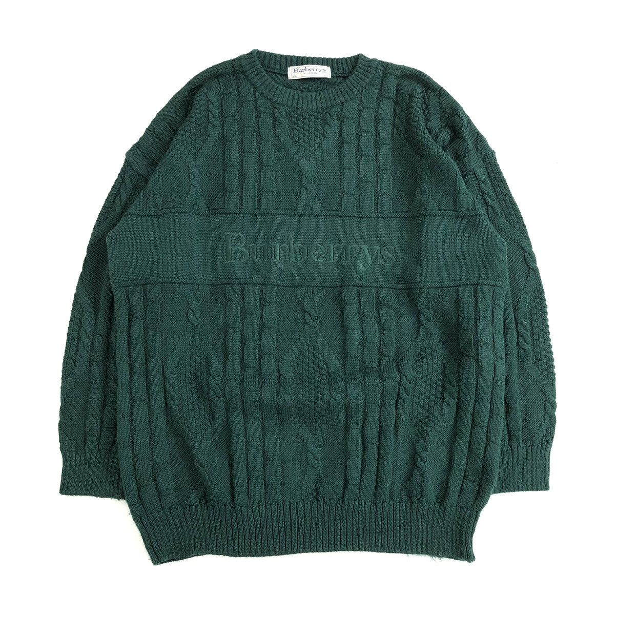 Burberry × Vintage Vintage 80s Burberrys Spell Out Knitwear Sweater Size US XL / EU 56 / 4 - 1 Thumbnail