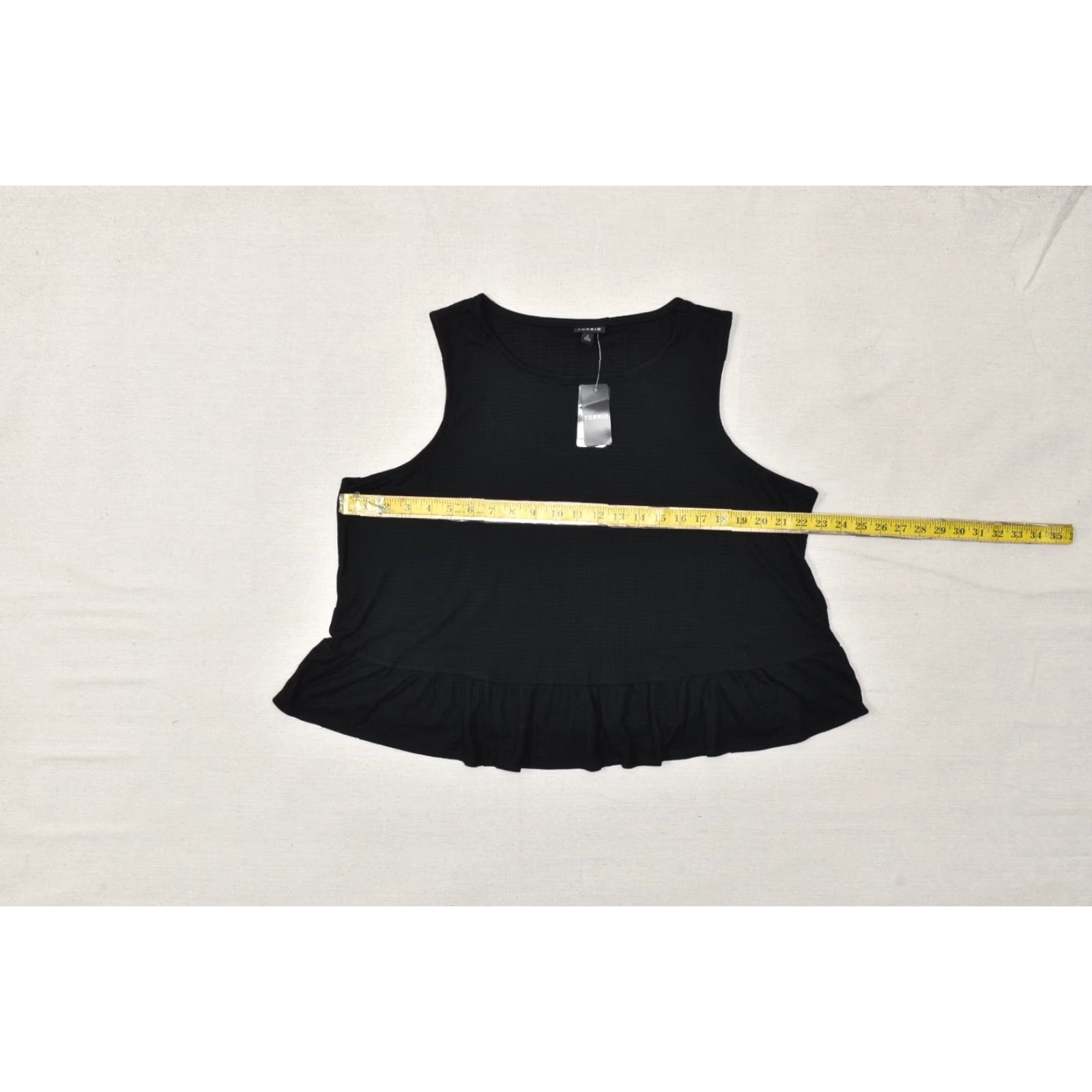 Torrid Torrid Blouse Crop Top Sleeveless High Neck Ruffle 2X Black Texture Knit Plus Size Womens Size XXL / US 16-18 / IT 52-54 - 4 Thumbnail