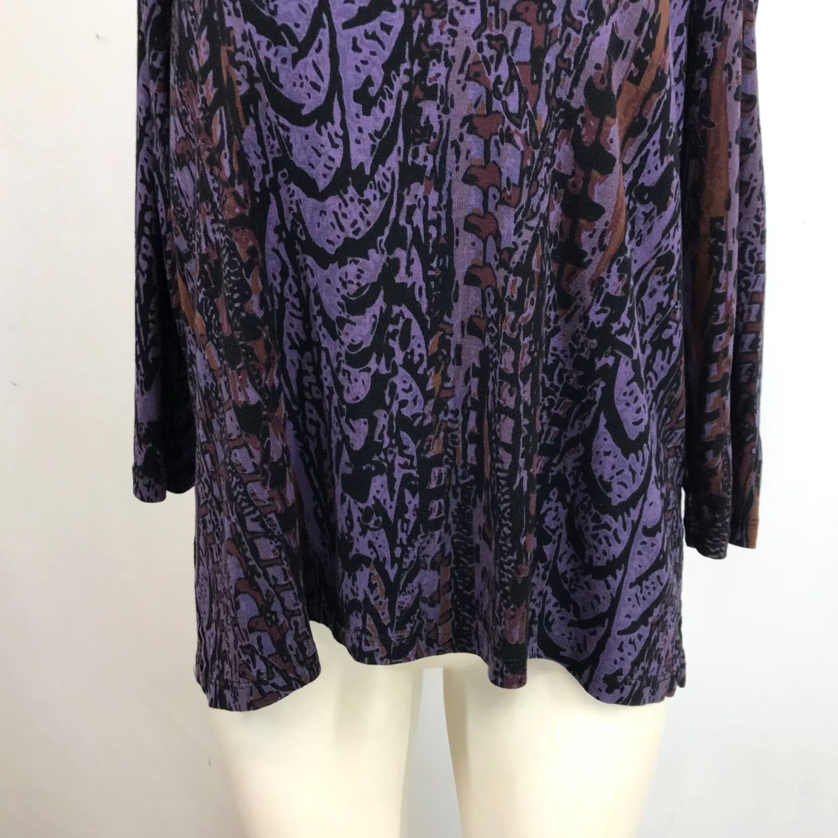 Vintage PRAIRIE COTTON Womens Medium Purple Long Sleeve V Neck 100% Cotton Top Shirt Size M / US 6-8 / IT 42-44 - 3 Thumbnail