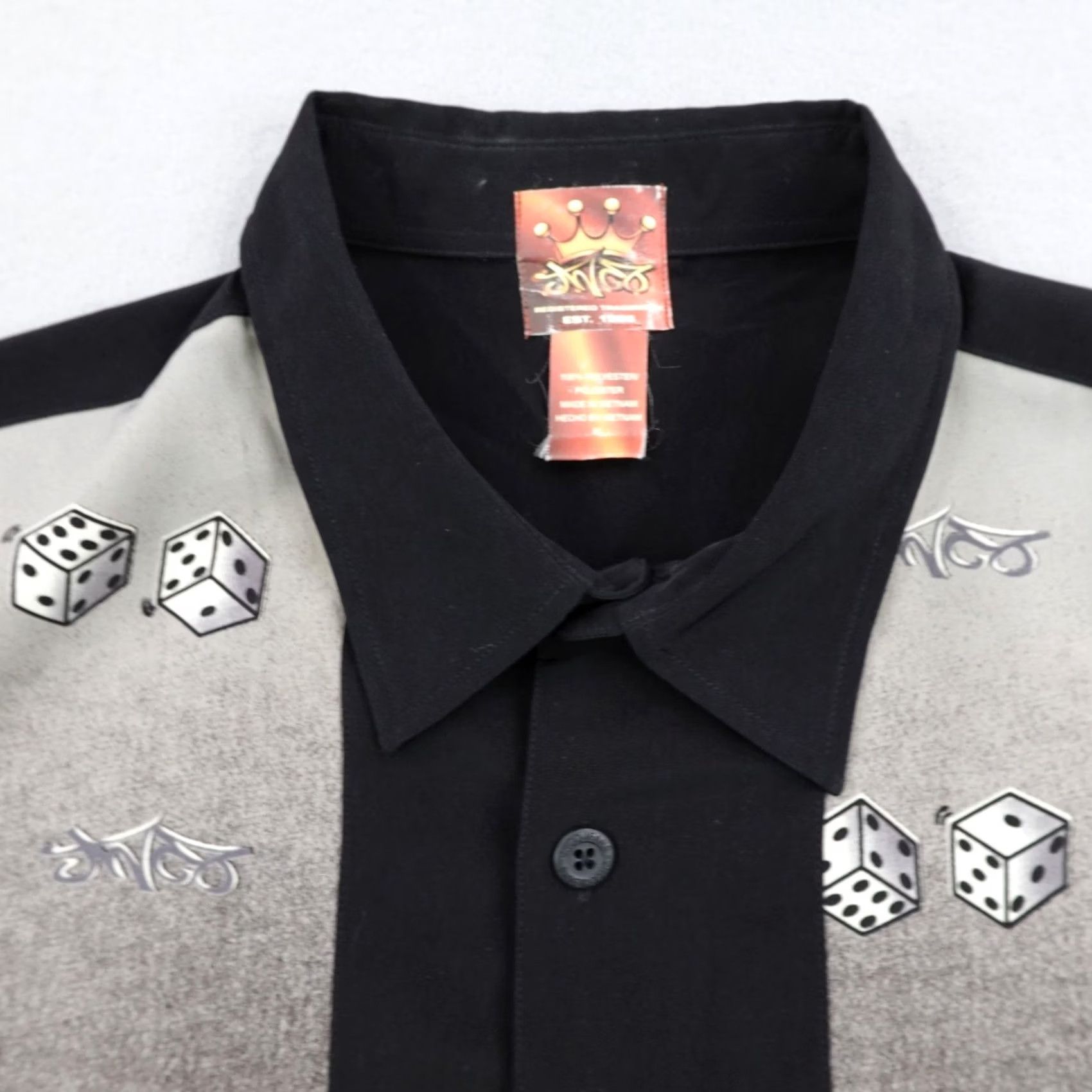JNCO VINTAGE JNCO Shirt Mens XL Black Casino Dice Cards Flames Rockabilly Camp 90s Size US XL / EU 56 / 4 - 2 Thumbnail