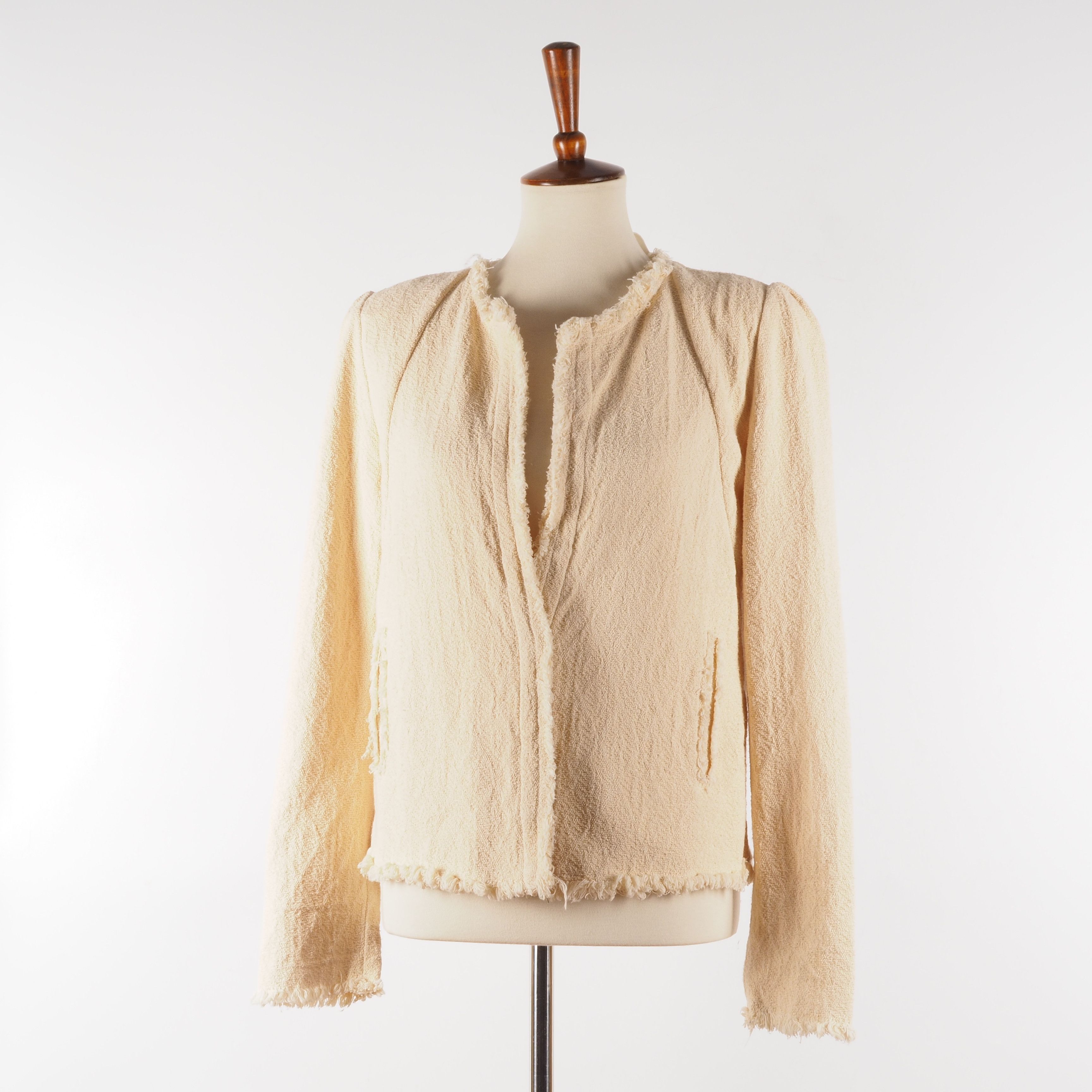 Iro IRO Rosia Tweed Knit Cotton Beige Ivory Jacket Blazer Size M / US 6-8 / IT 42-44 - 4 Thumbnail